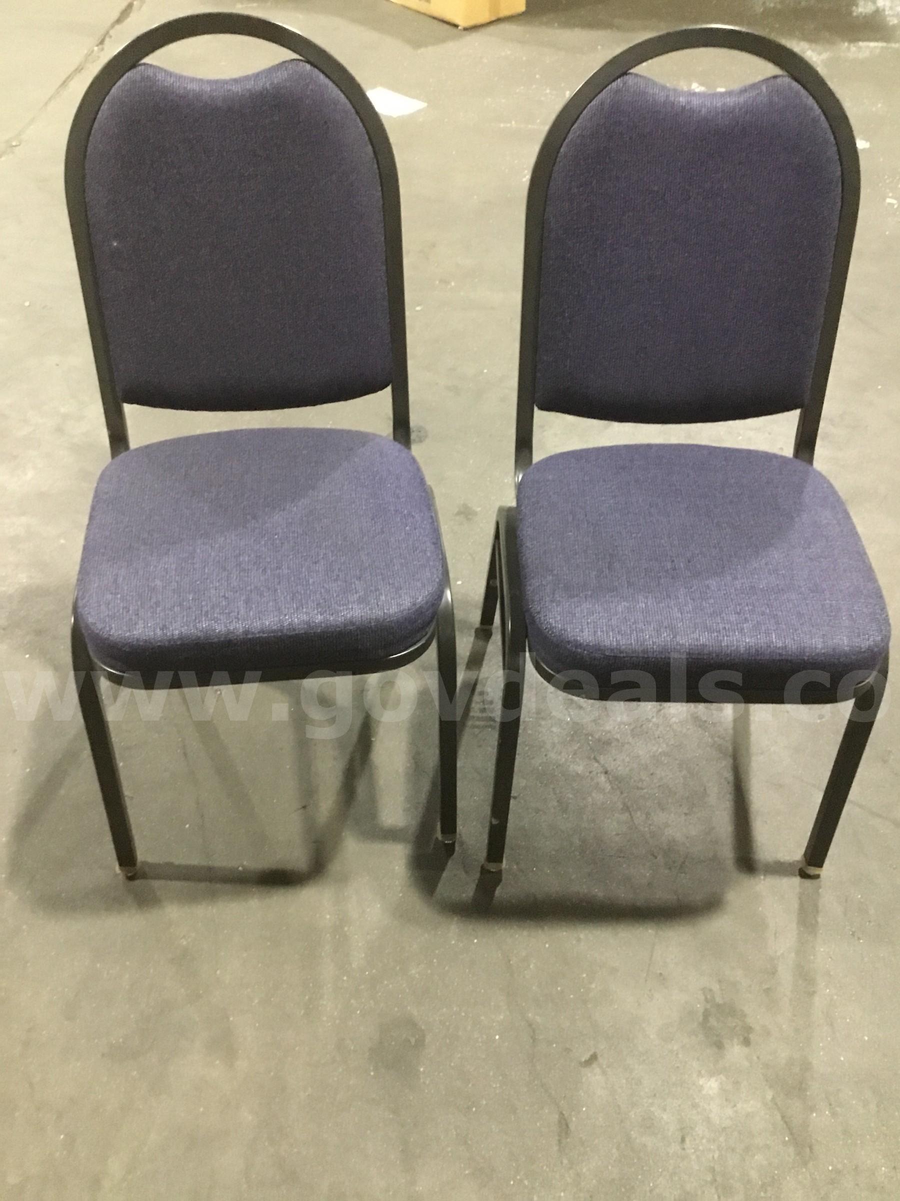 2 navy blue armless stacking chairs  "DH"   Government Surplus Auction - Primary Photo