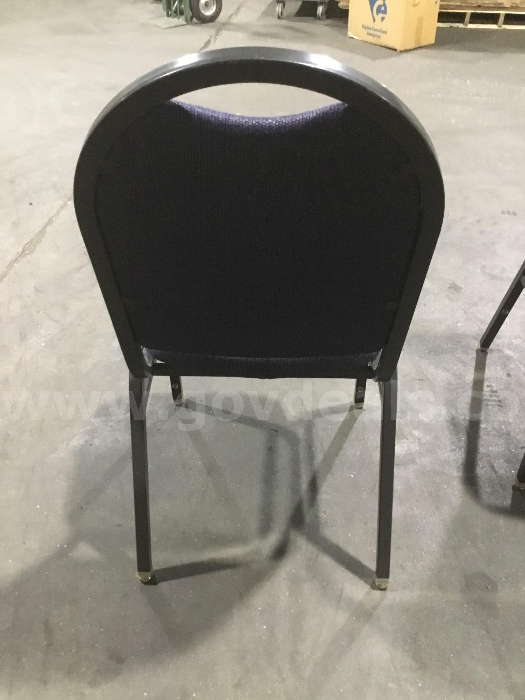 2 navy blue armless stacking chairs  "DH"   Government Surplus Auction - Photo #2