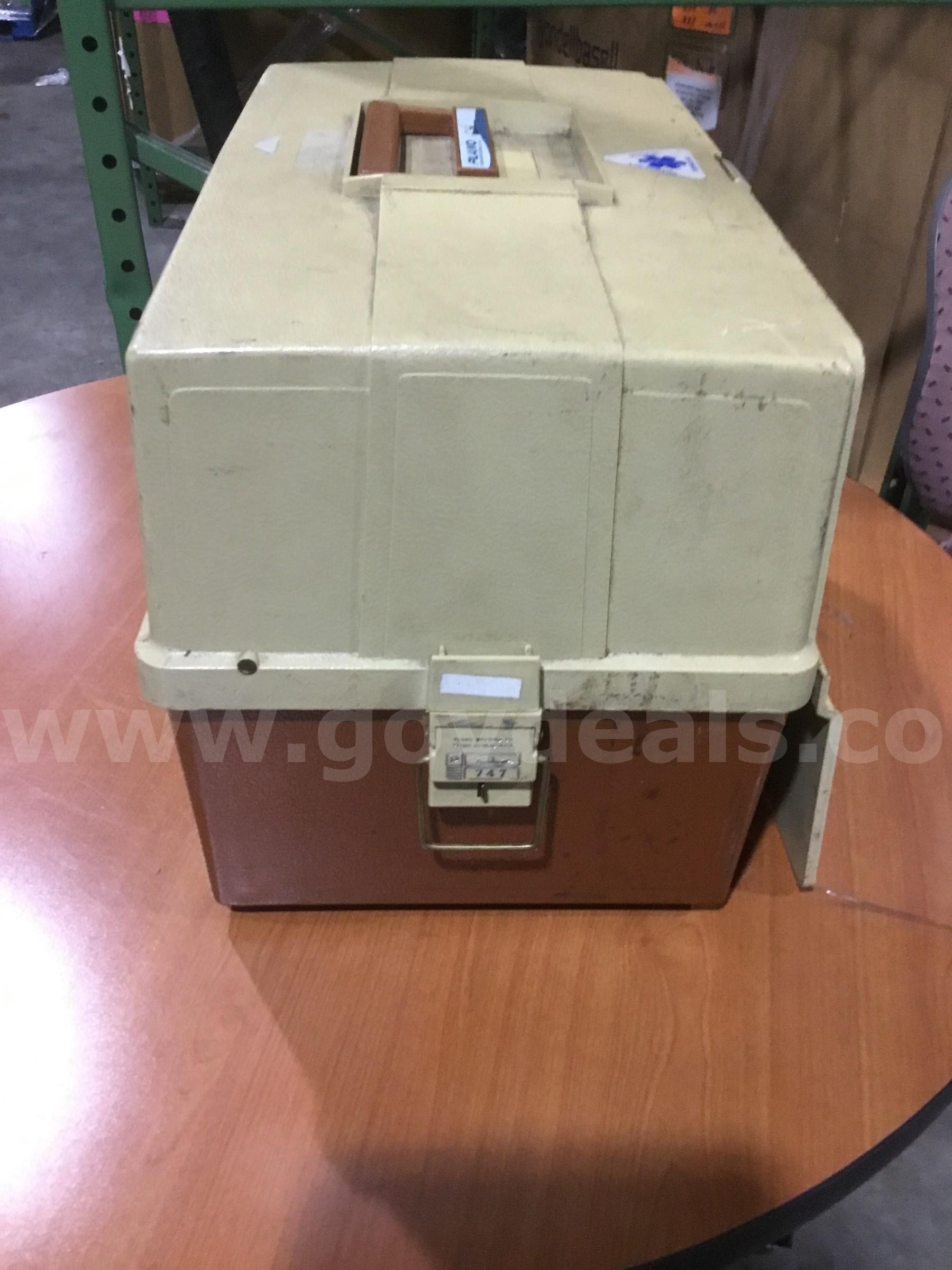 Beige & dark brown medical tool box  "DH"   Government Surplus Auction - Photo #3