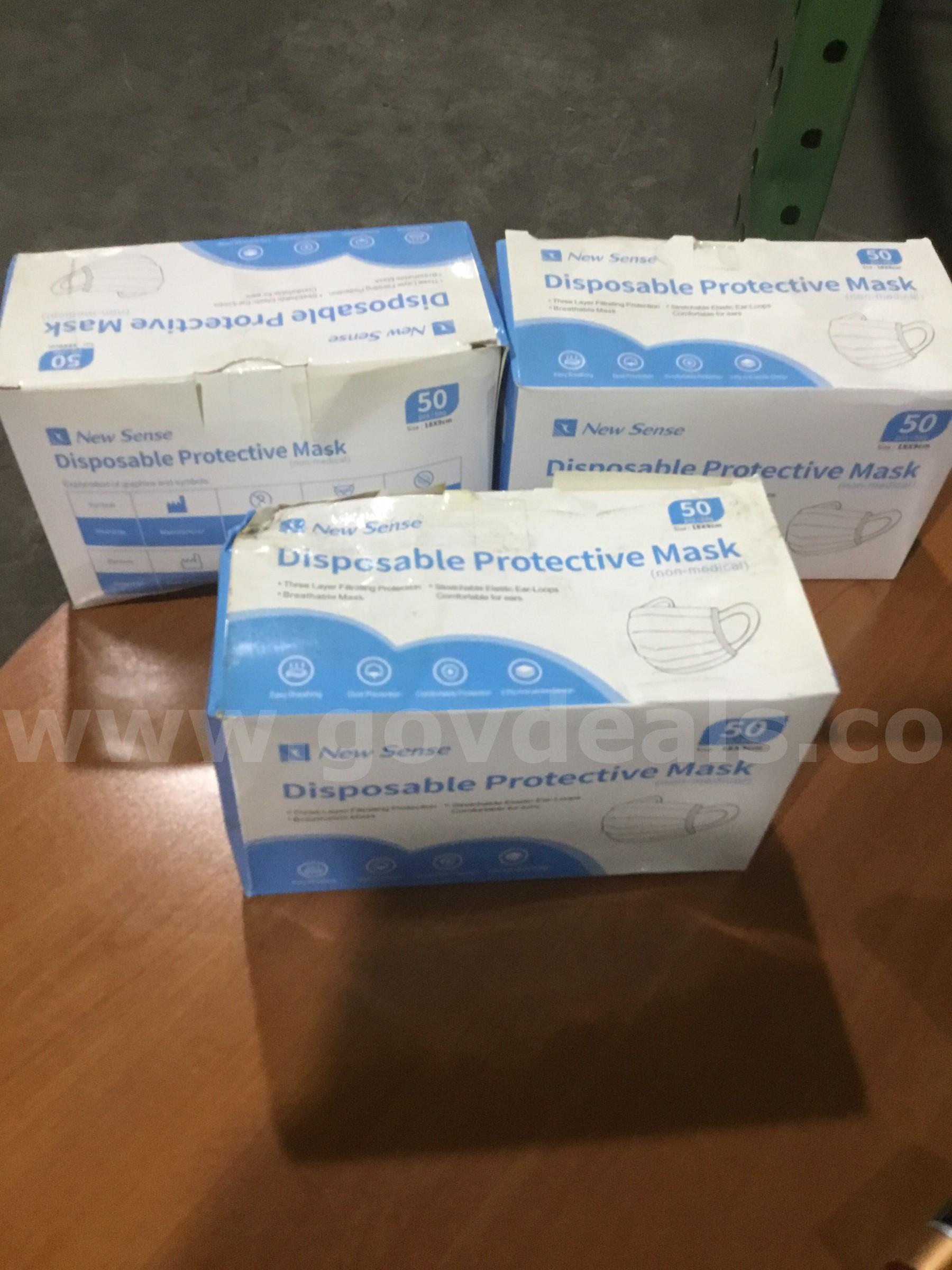 3 boxes of 18 x 9cm protective masks  "DH"   Government Surplus Auction - Primary Photo