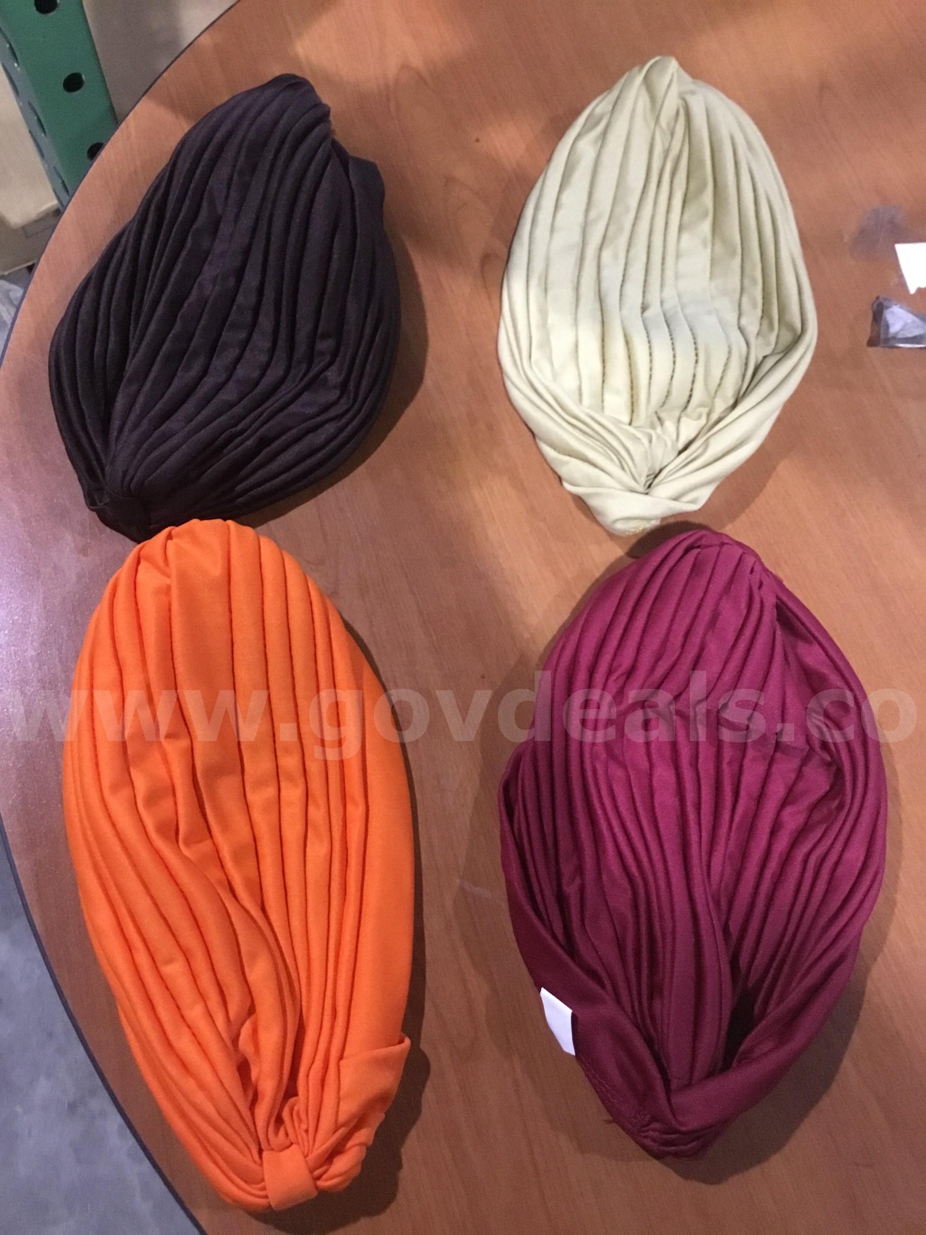 Orange, gold, burgundy, & chocolate brown caps  "DH"