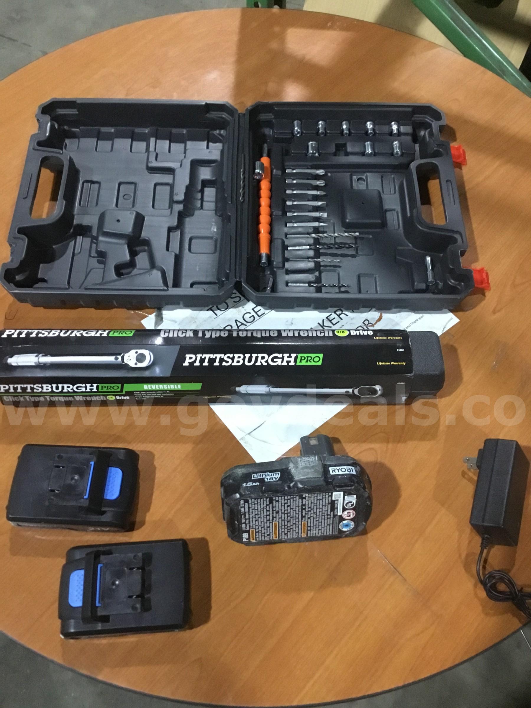 Lot of items-torque wrench, battery packs, & a drill bit set  "DH"