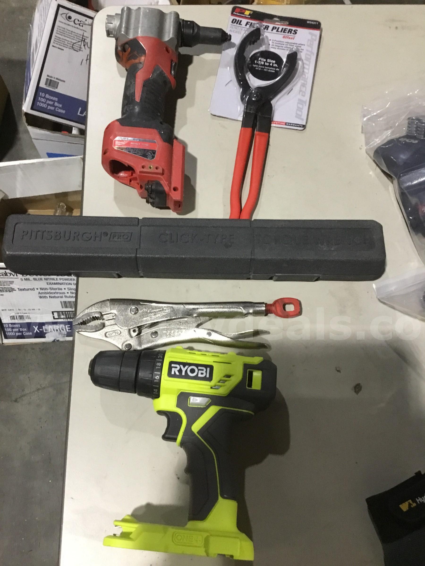 Lot of items-lime green & black drill gun (NO BATTERY INCLUDED)  "DH"   Government Surplus Auction - Primary Photo