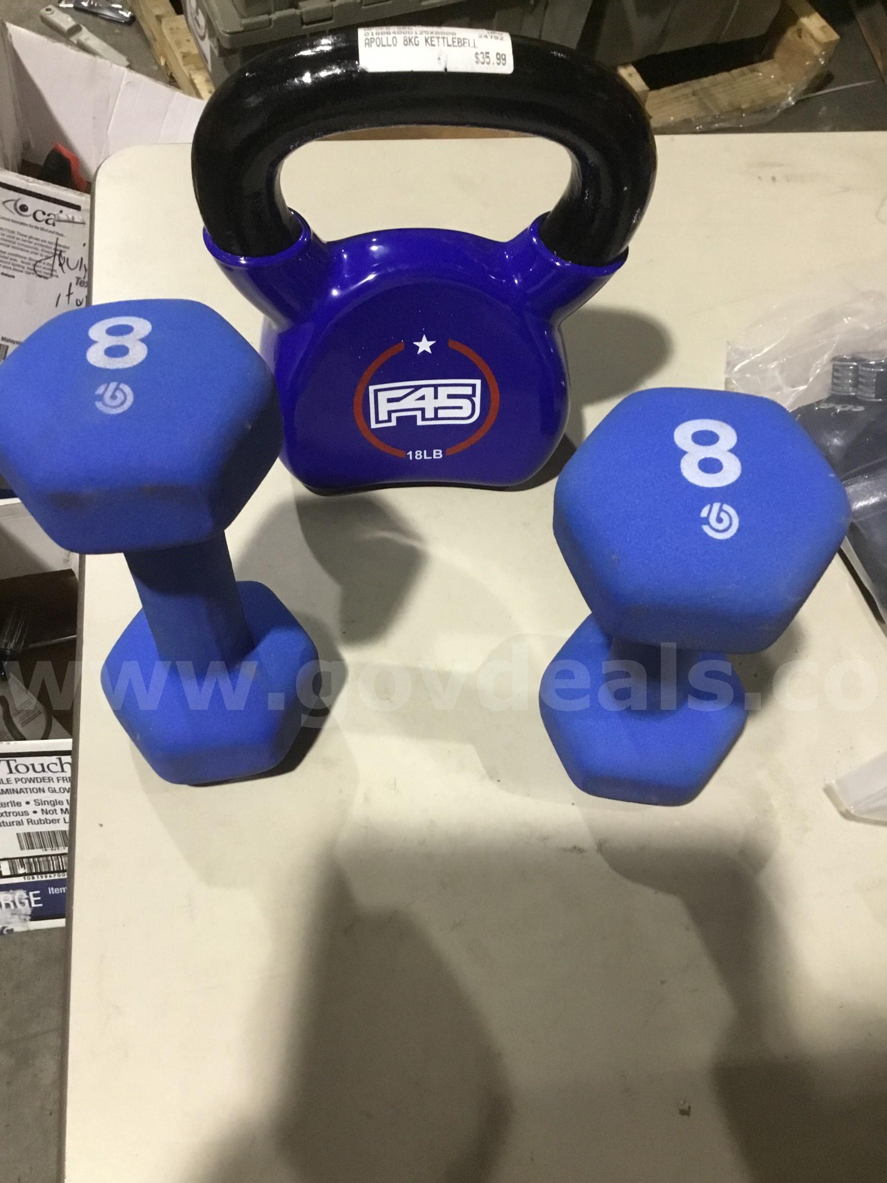 Lot of items-8 & 18 pd dumbbells  "DH"
