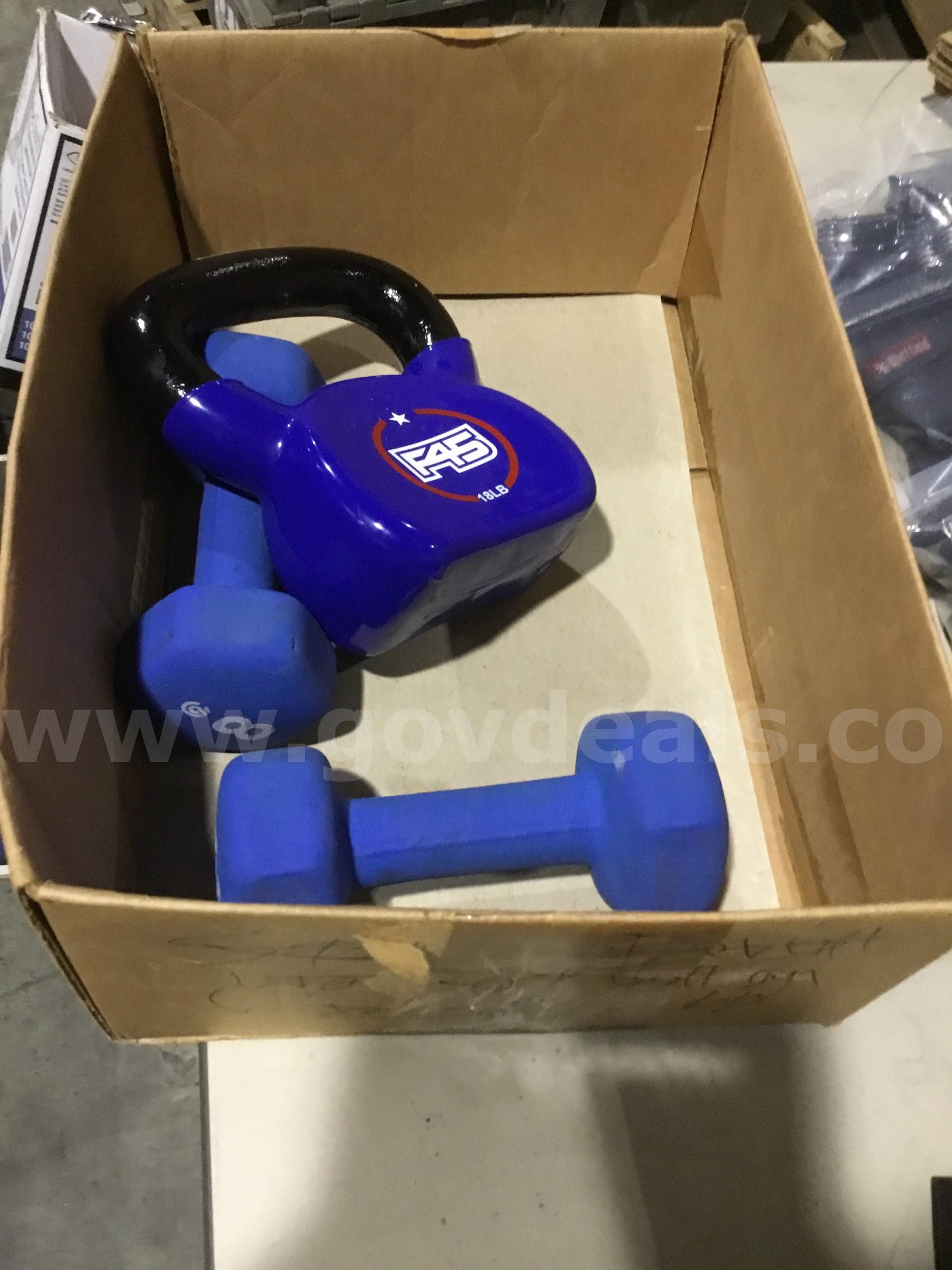 Lot of items-8 & 18 pd dumbbells  "DH"   Government Surplus Auction - Photo #2