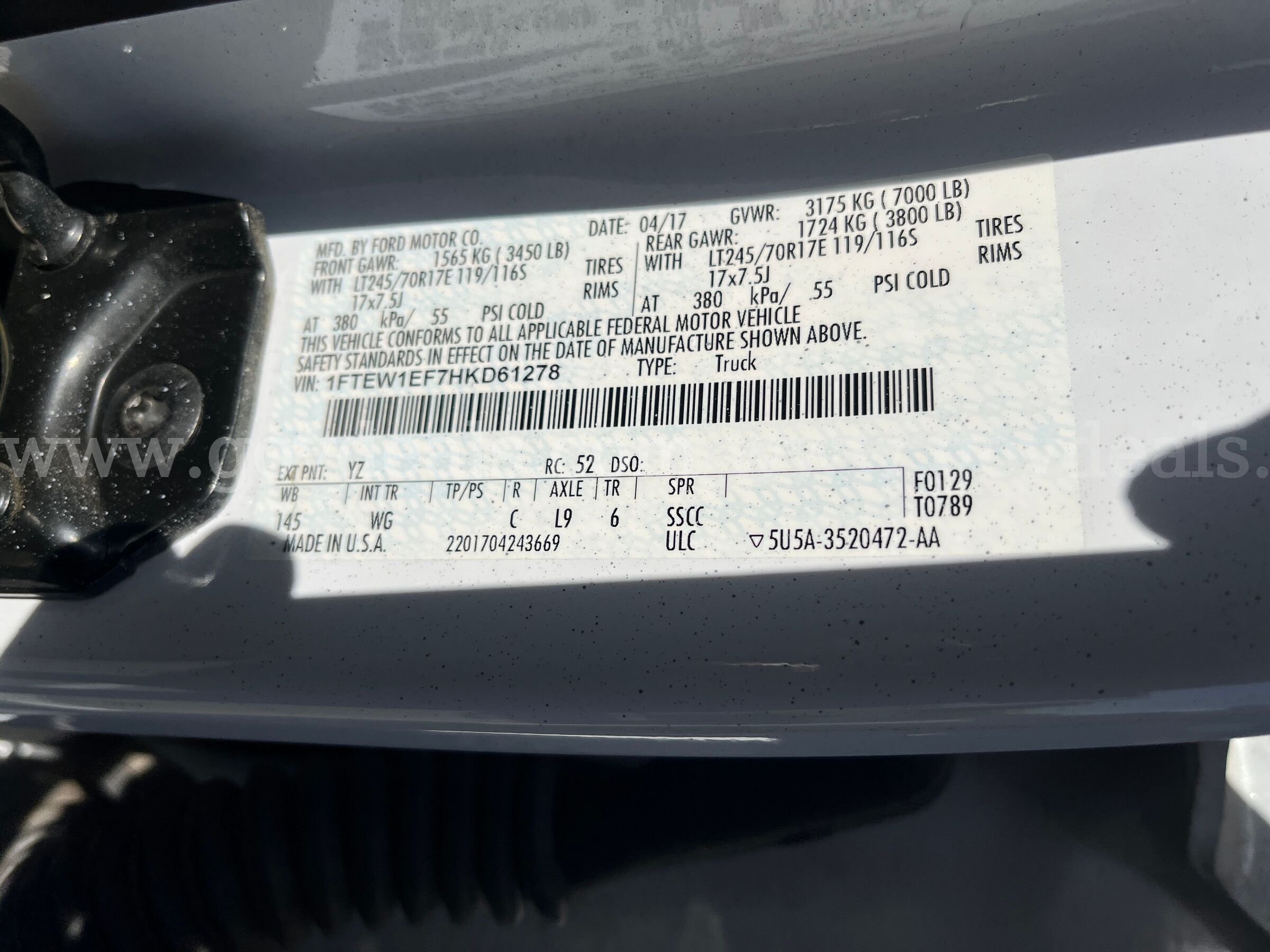 2017 Ford F-150 XL 4x4 Super Crew Cab Pickup Ford F-150 Government Surplus Auction - Photo #6