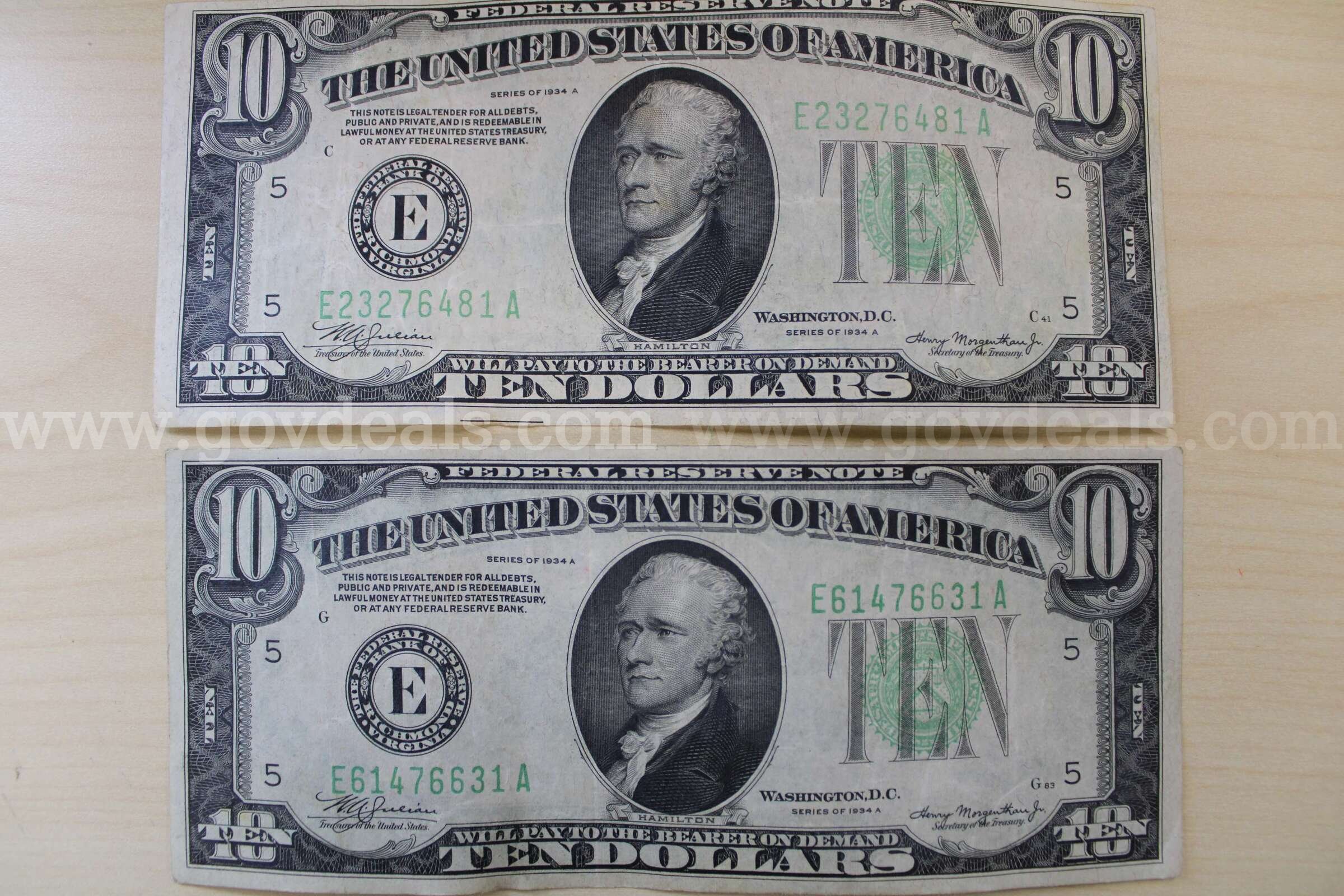 $10 (2); $5 (7); $2 (3); $1 (7); HALF DOLLAR (3)   Government Surplus Auction - Photo #3