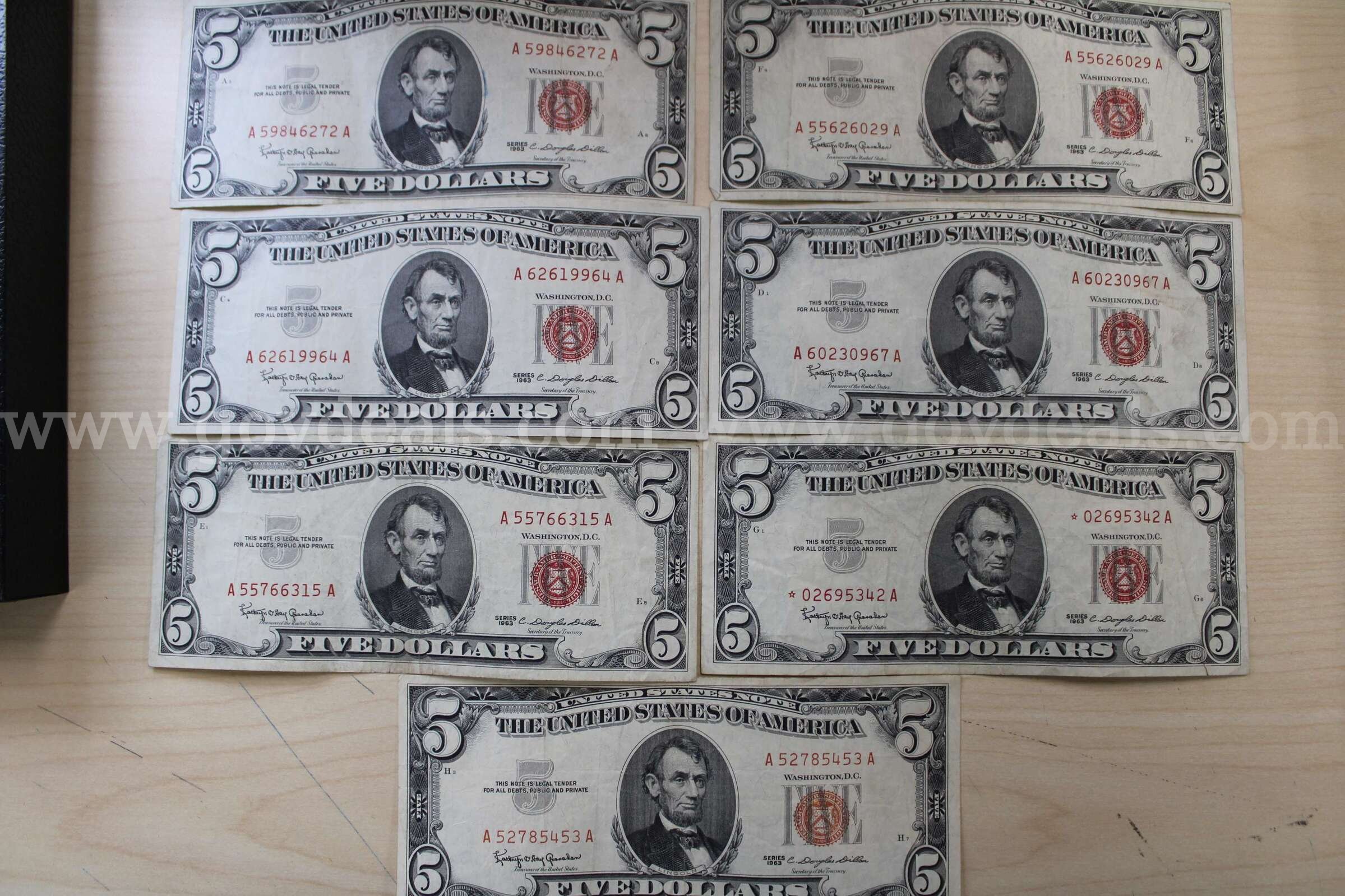 $10 (2); $5 (7); $2 (3); $1 (7); HALF DOLLAR (3)   Government Surplus Auction - Photo #4