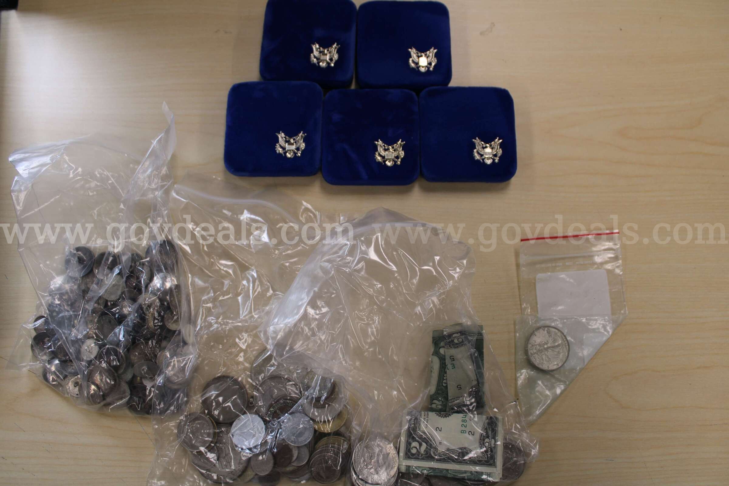 $2 BILL (2); $1 COIN (15); HALF DOLLAR (18); QUARTER (5); DIME (1); PENNY (5)   Government Surplus Auction - Primary Photo