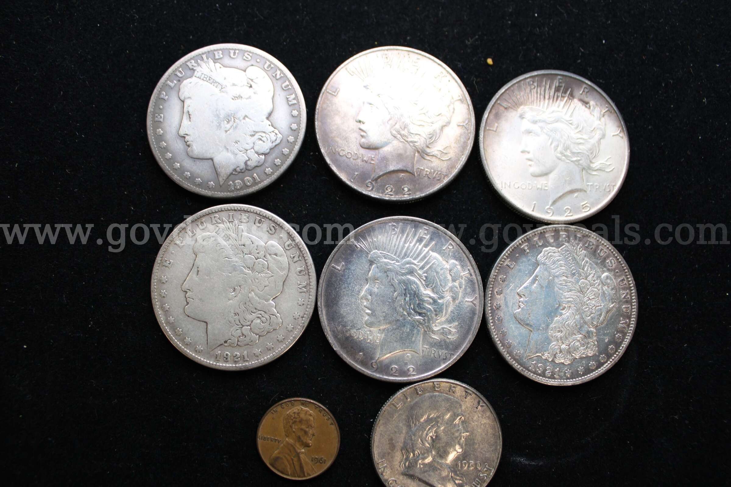 $1 COIN (6); HALF DOLLAR (1); PENNY (1)   Government Surplus Auction - Primary Photo