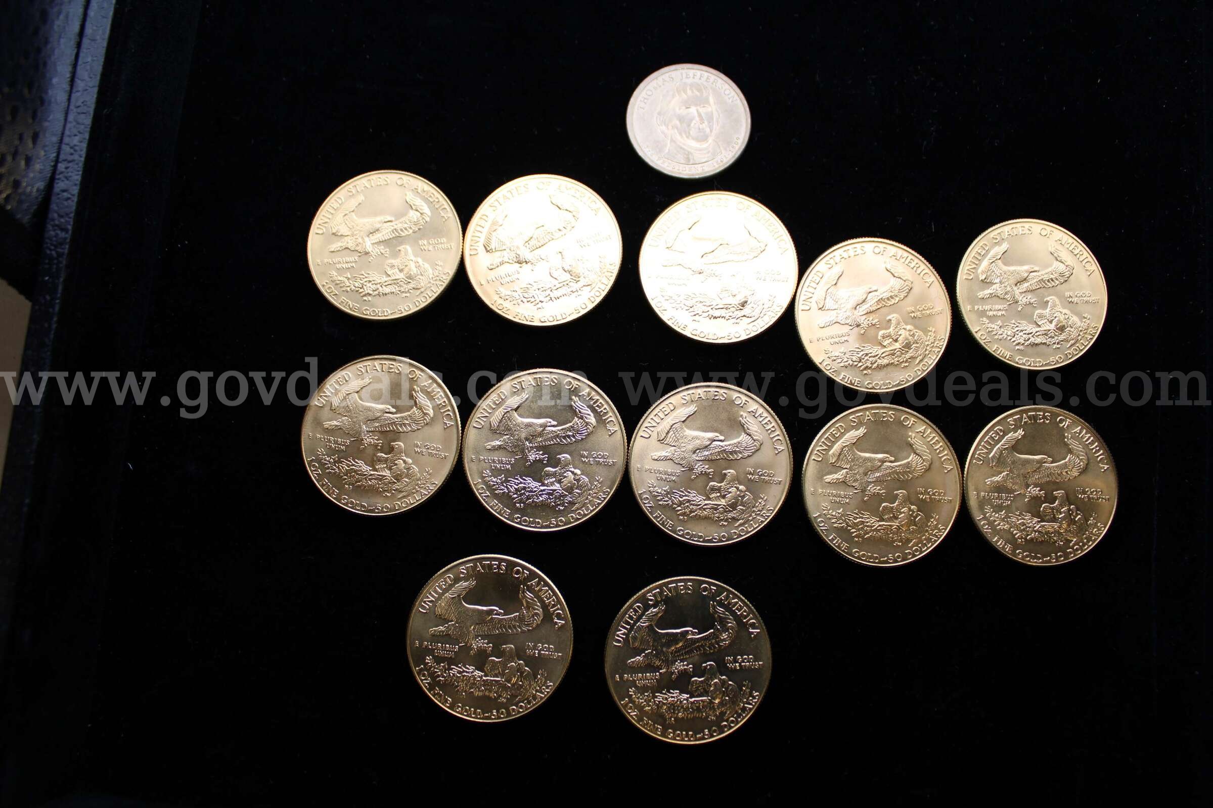 METAL BAR (1); $1 COIN (1); $25 COIN (4); $50 COIN (12)   Government Surplus Auction - Photo #2