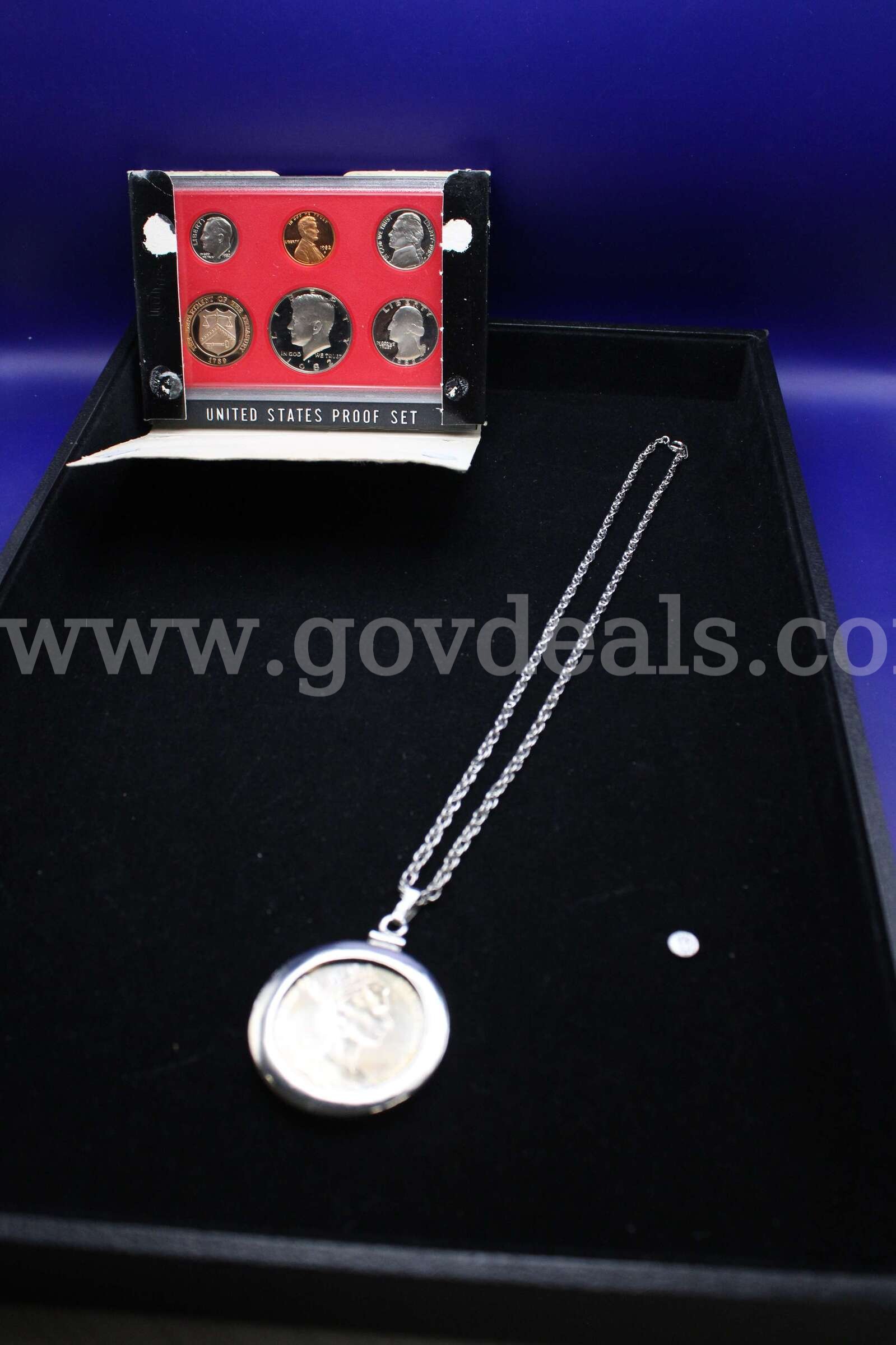 PROOF SET (1); NECKLACE WITH COIN (1); MISC COIN (1)   Government Surplus Auction - Photo #6