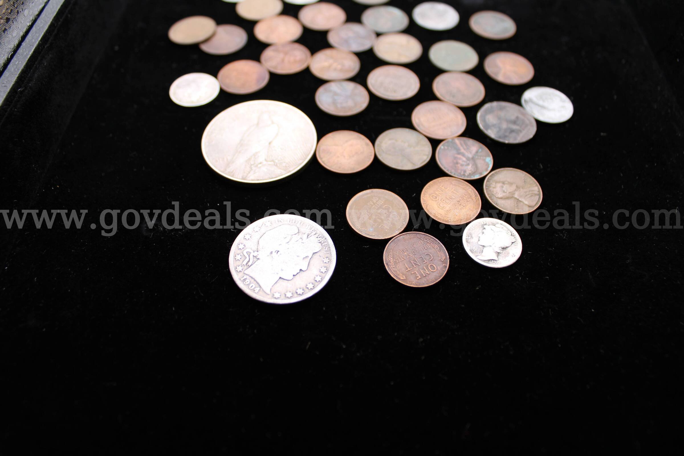 PENNY (28); $1 COIN (1); HALF DOLLAR (1); DIME (4); NICKEL (1)   Government Surplus Auction - Photo #2