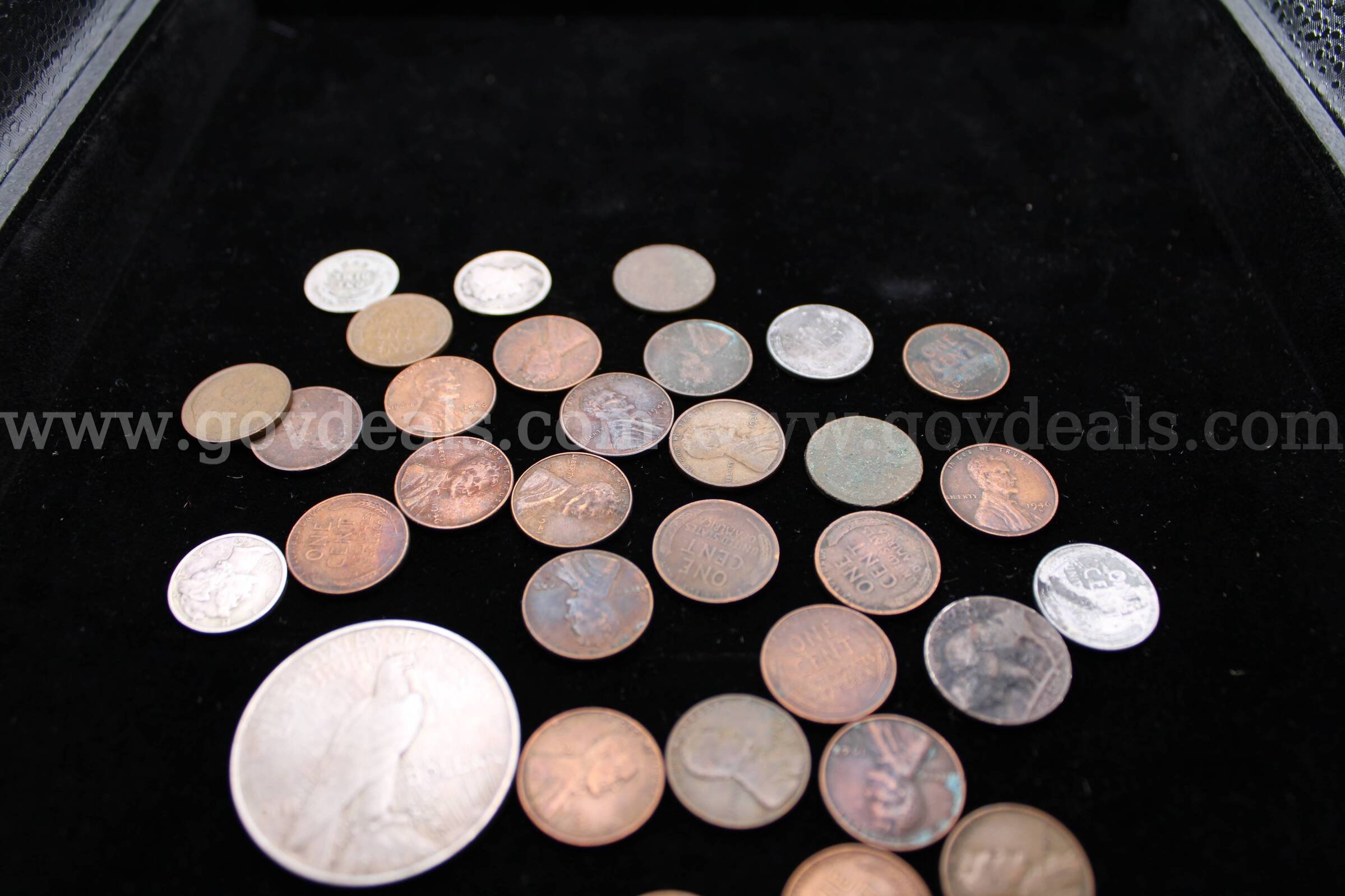 PENNY (28); $1 COIN (1); HALF DOLLAR (1); DIME (4); NICKEL (1)   Government Surplus Auction - Photo #3
