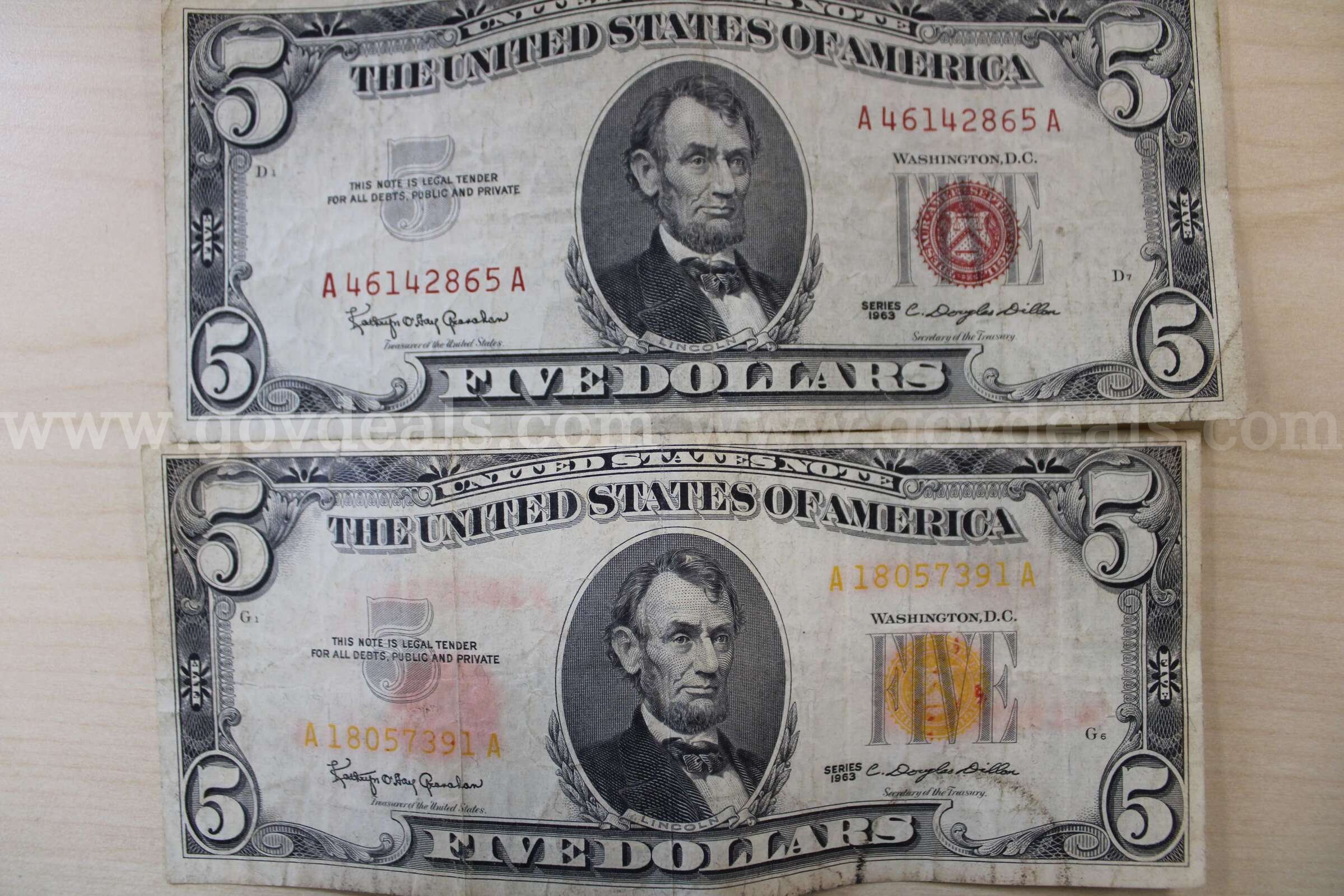 $2.00 BILL (4), $5.00 BILL (2), $1.00 (9), $1.00 COIN (1), 0.50 COIN (1),   Government Surplus Auction - Photo #3