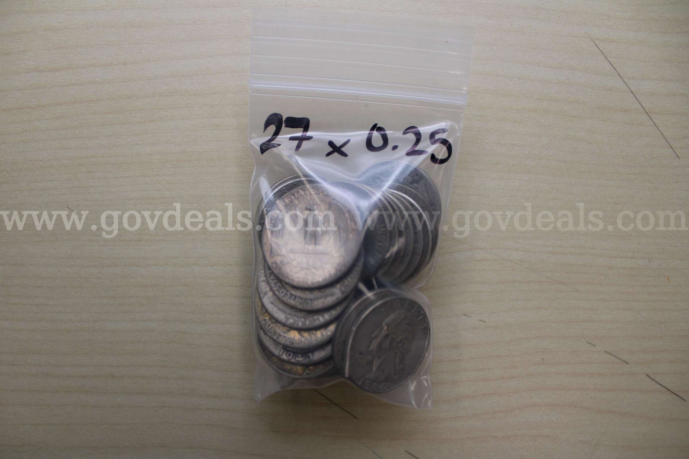 FOREIGN COINS (6); DIMES (25); QUARTER (27); PENNY (2); $1 COIN (11); HALF $ (14   Government Surplus Auction - Photo #5