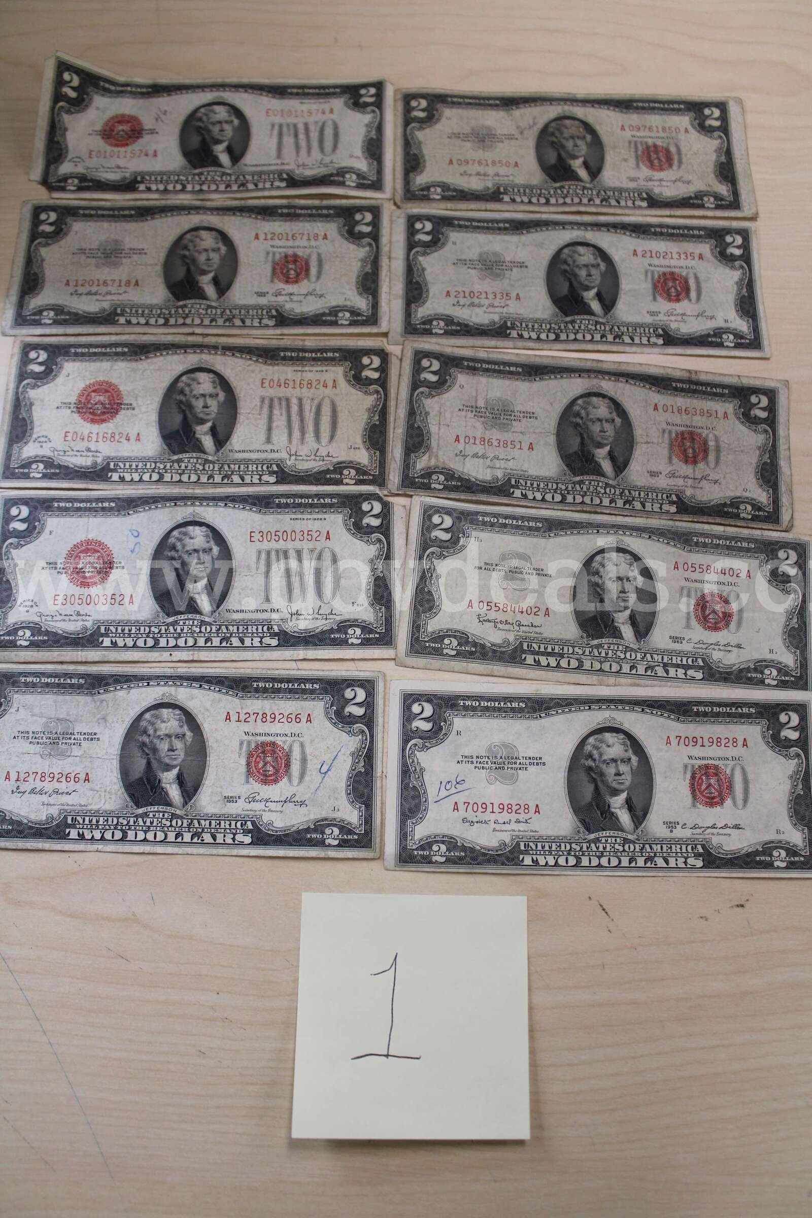 $10 BILL (1); $2 BILL (42)   Government Surplus Auction - Photo #4