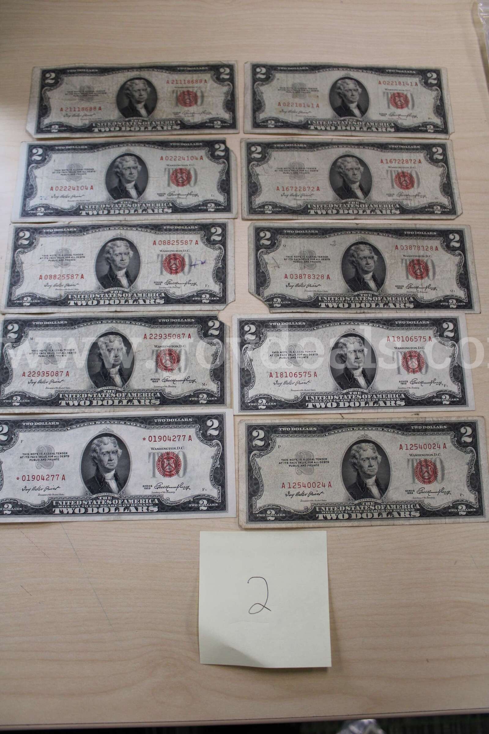 $10 BILL (1); $2 BILL (42)   Government Surplus Auction - Photo #6