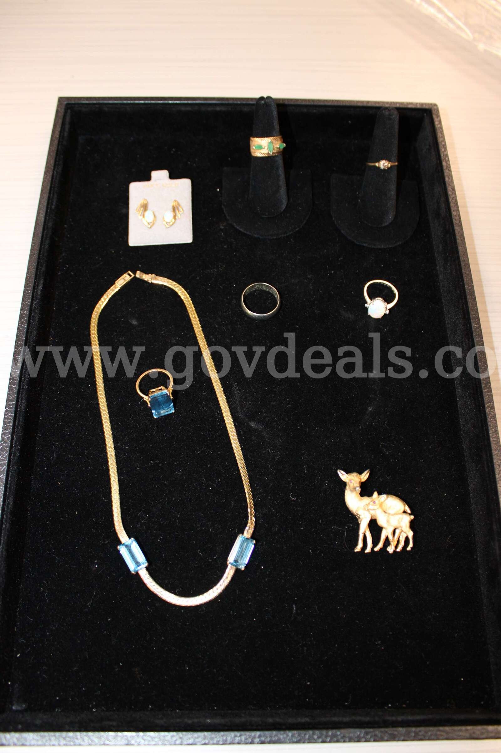 Rings (5)  Earrings Pair (1)  Stick Pin (1) Necklace (1)   Government Surplus Auction - Primary Photo