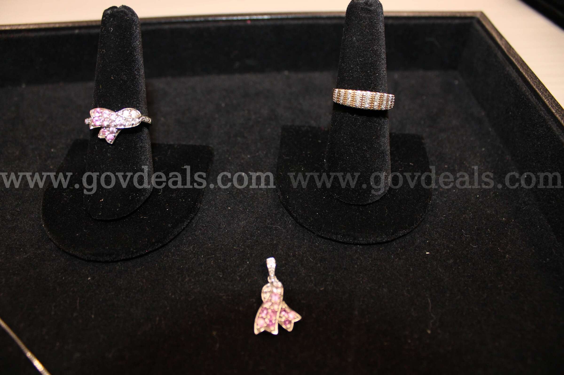 Necklace (1)  Charm (1) Ring (2) Pouch (1)   Government Surplus Auction - Photo #2