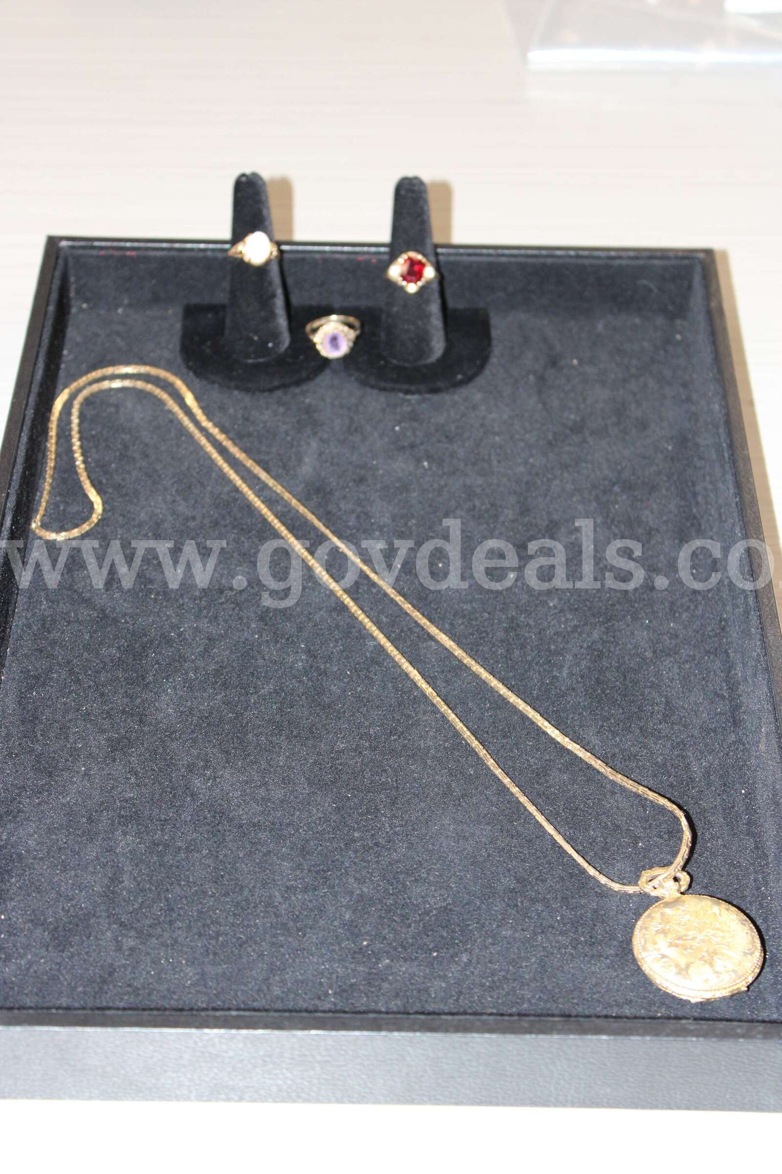 Rings (3)  Pocket Watch with Chain (1)   Government Surplus Auction - Primary Photo