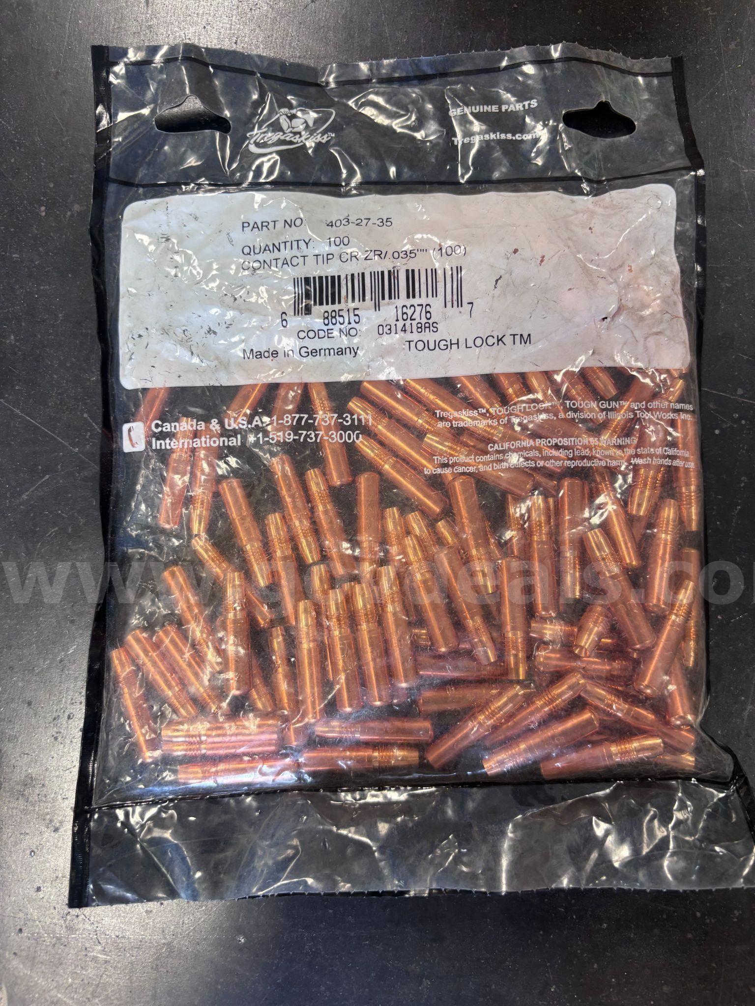 4500ea-Tregaskiss wire welding contact tips   403-27-35  4500ea Government Surplus Auction - Primary Photo
