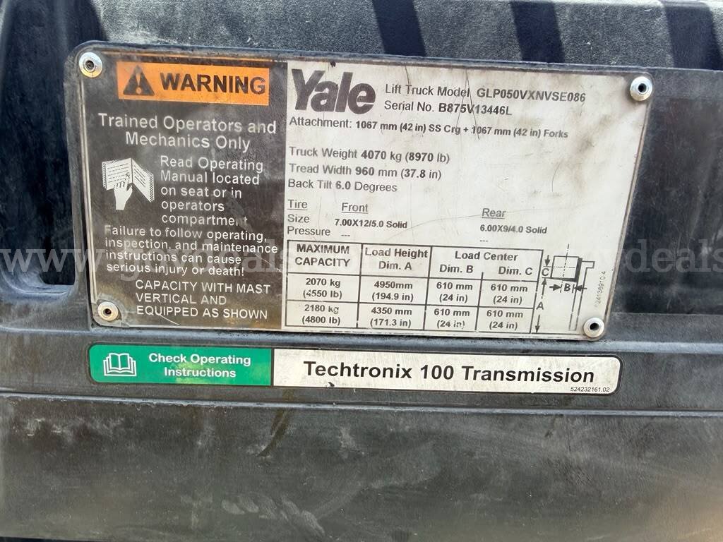 Yale GLP050VX Forklift Yale GLP050VX Forklift B875V134461 Government Surplus Auction - Photo #5