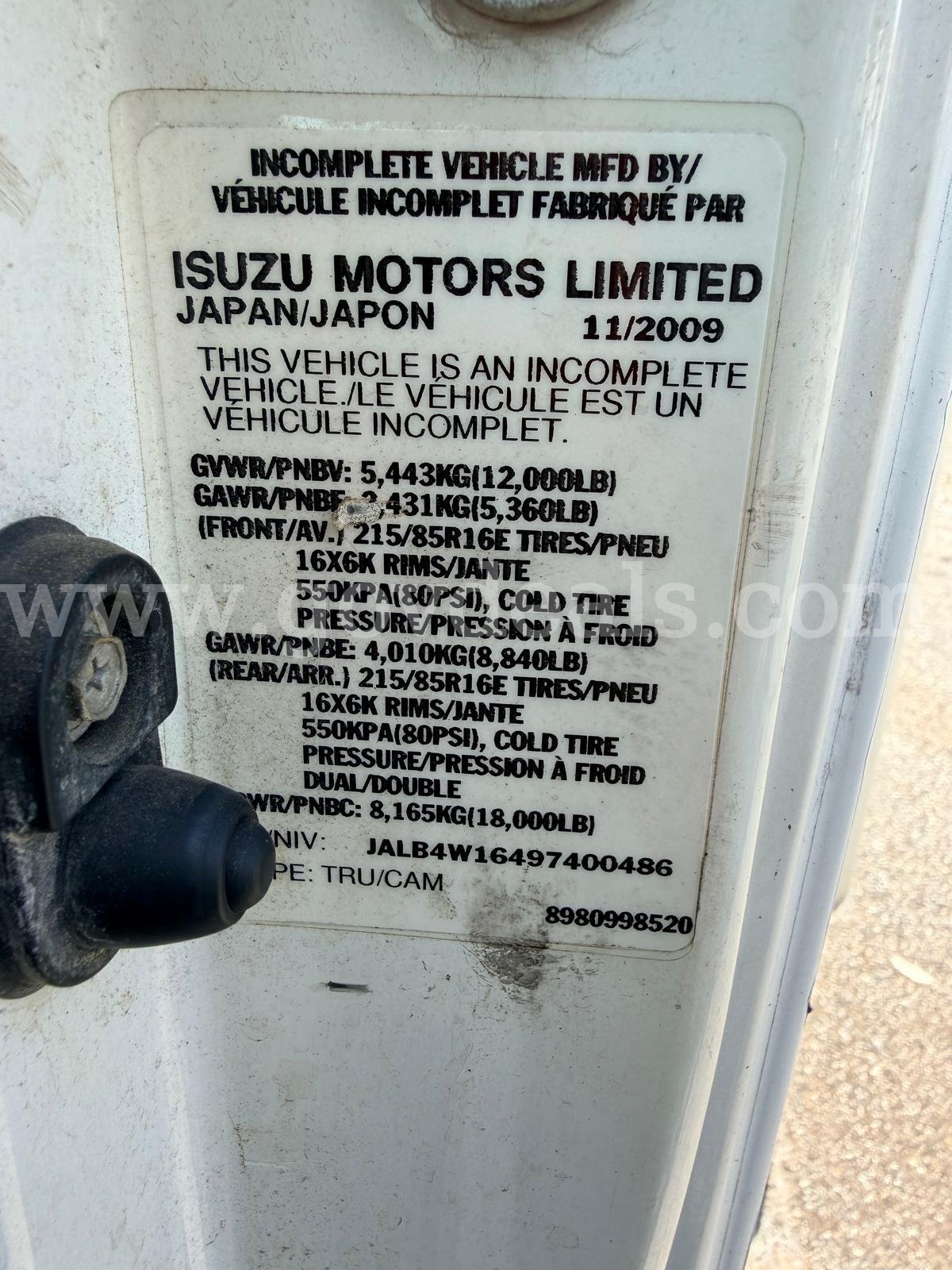 2009 Isuzu NPR S/A Box Truck Isuzu NPR Government Surplus Auction - Photo #6