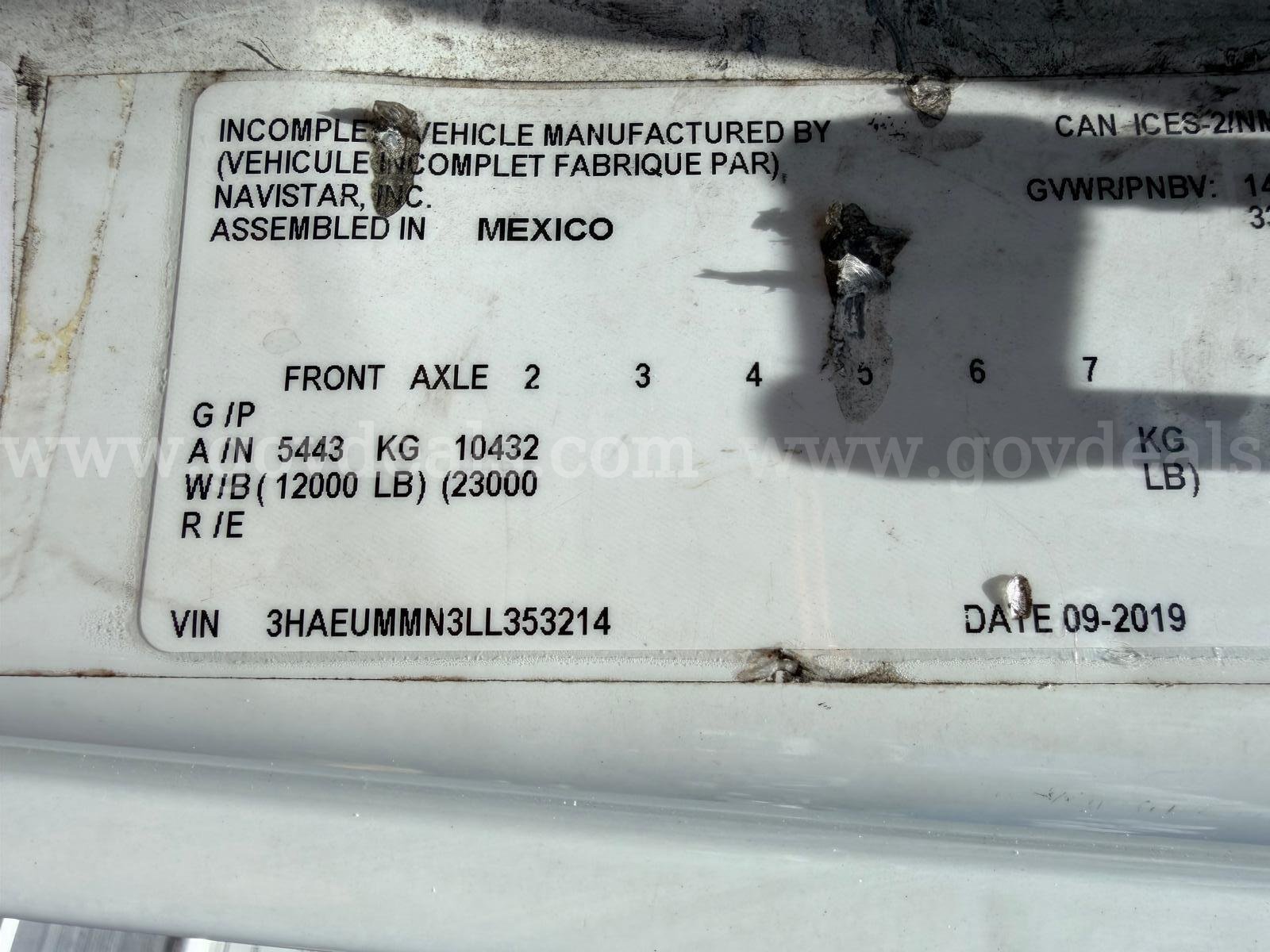 2020 International MV607 S/A Box Truck International MV607 Government Surplus Auction - Photo #4