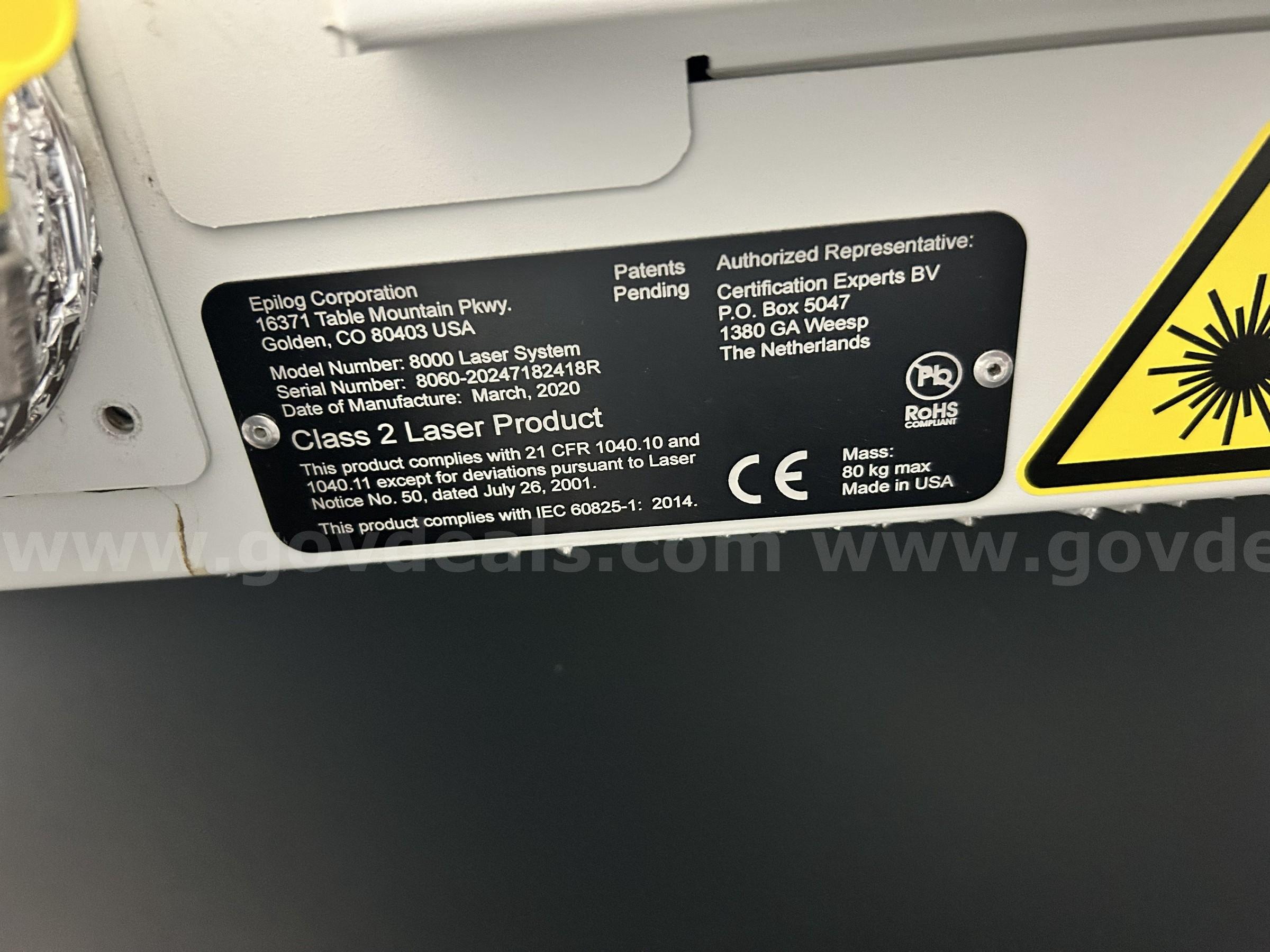 2020 Epilog Helix 60W CO2 Laser Engraving & Cutting System Epilog Laser Helix 60 WATT Government Surplus Auction - Photo #3