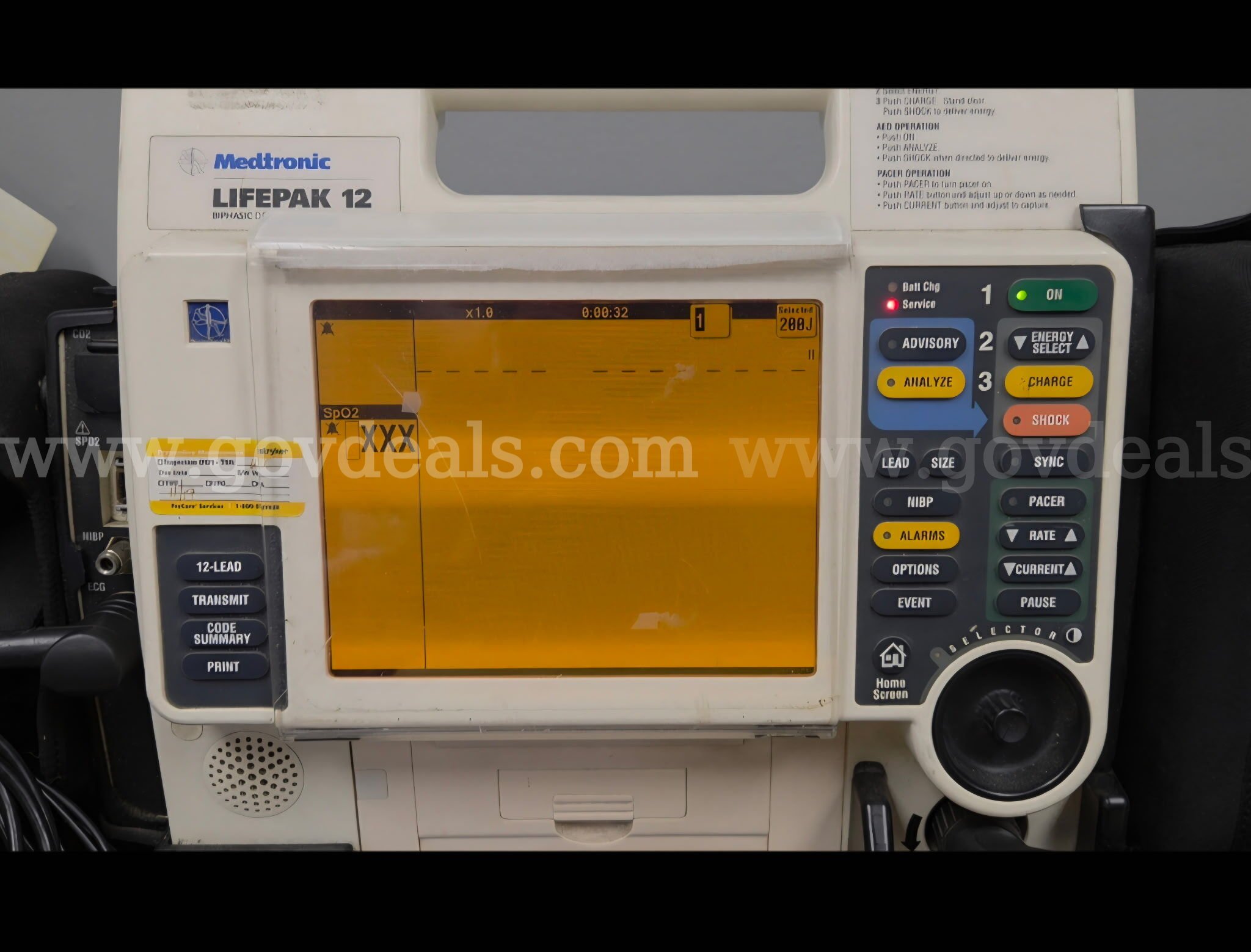 1 LifePak-12 with Defib cable and 4 Lead cable, NO Batteries for the LP-12, 6 CR+ AEDs, LifePak500 AED, Physio Control LifePak-12, CR+, LifePak500 Government Surplus Auction - Photo #3