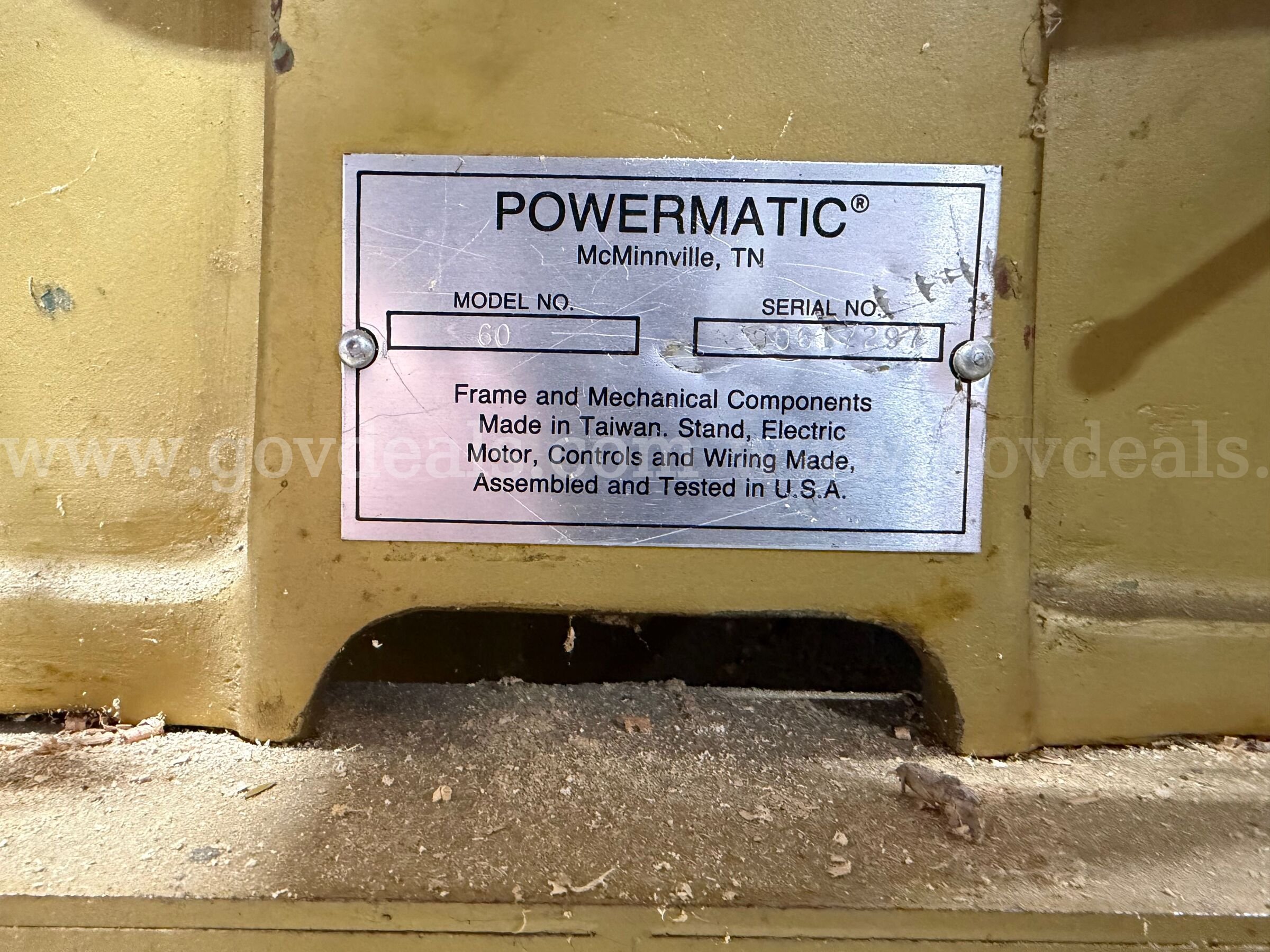 Powermatic Model 60 Jointer Powermatic 40-406 Government Surplus Auction - Photo #2