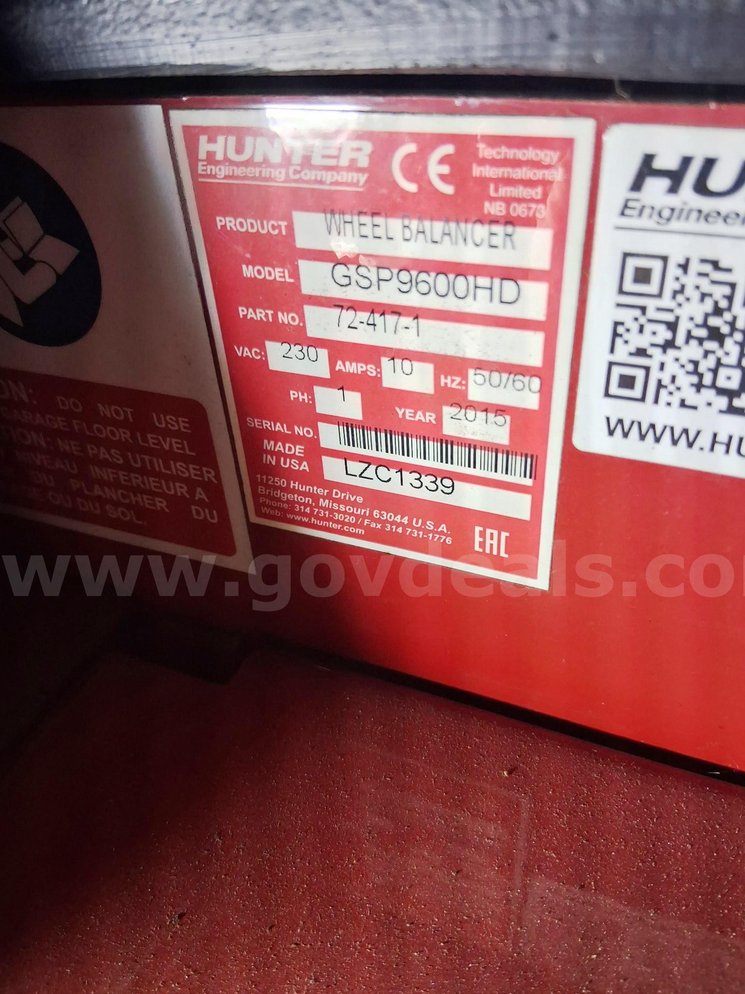 Hunter GSP9600 HD Wheel Balancer – Excellent Condition – Works Perfectly Hunter GSP6900HD Government Surplus Auction - Photo #6