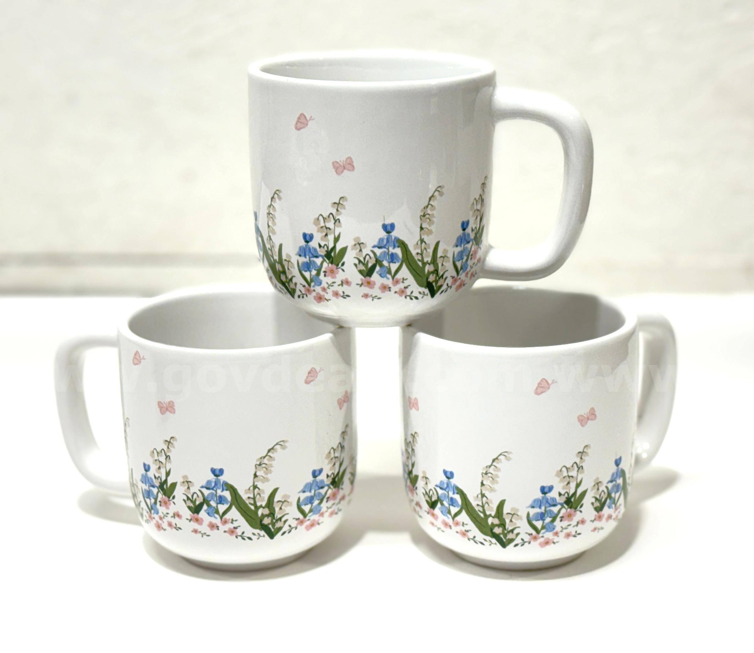 Brand New - 3 PCS - Ceramic Floral Coffee Mugs 12 oz - Shipping Available   Government Surplus Auction - Primary Photo
