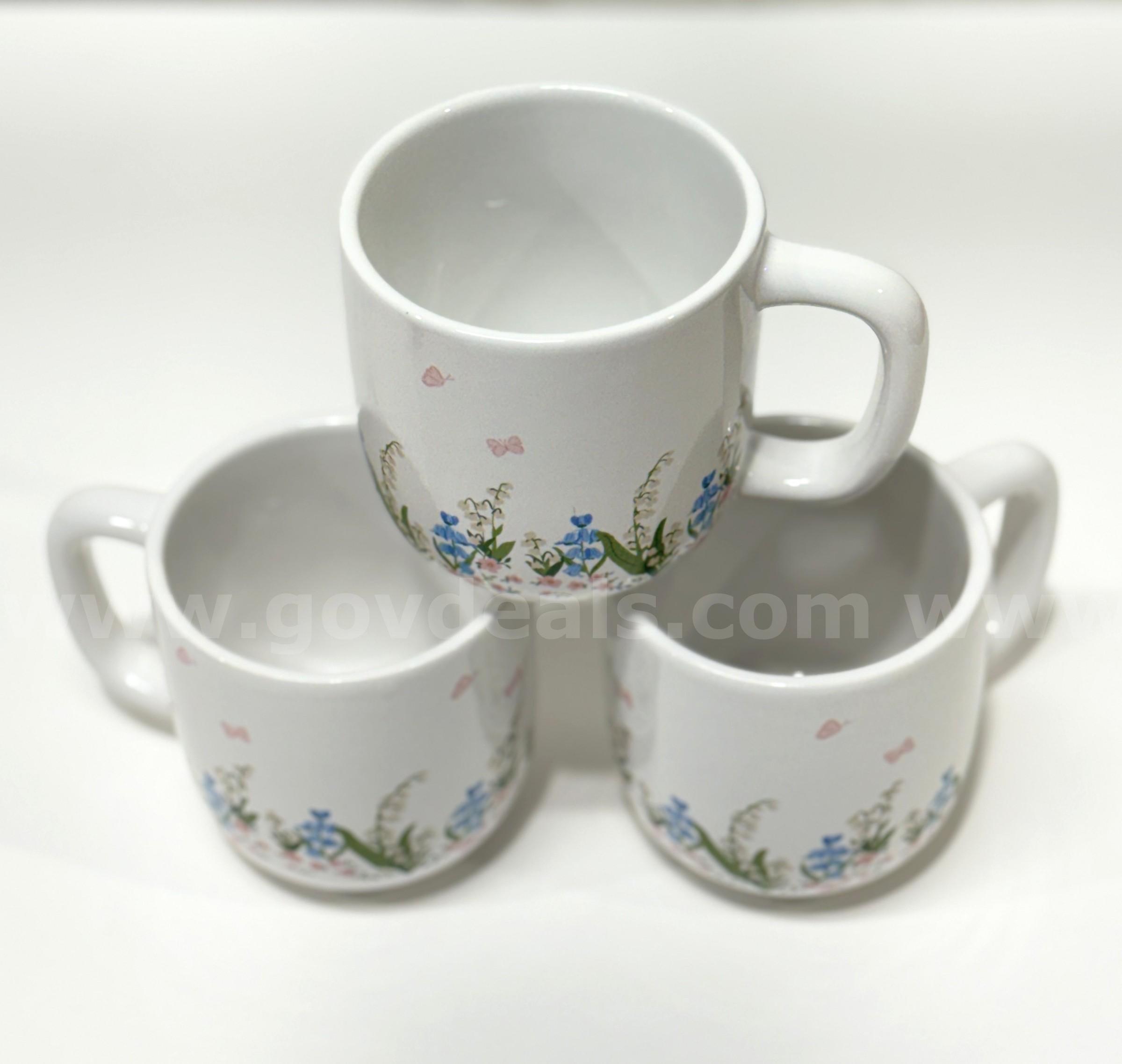Brand New - 3 PCS - Ceramic Floral Coffee Mugs 12 oz - Shipping Available   Government Surplus Auction - Photo #2