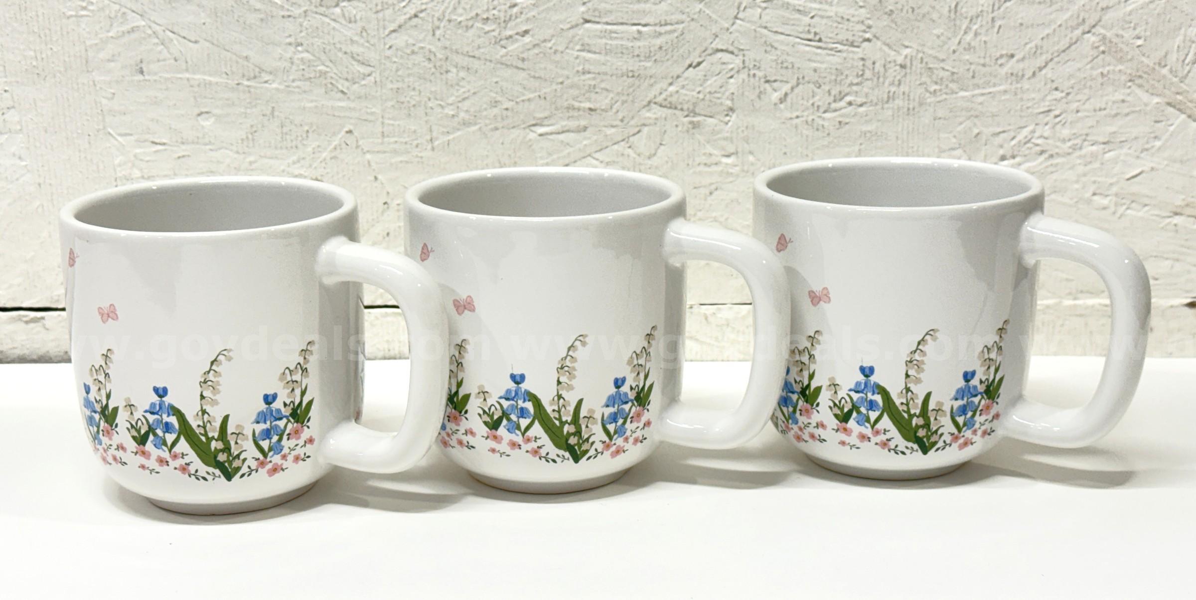 Brand New - 3 PCS - Ceramic Floral Coffee Mugs 12 oz - Shipping Available   Government Surplus Auction - Photo #3