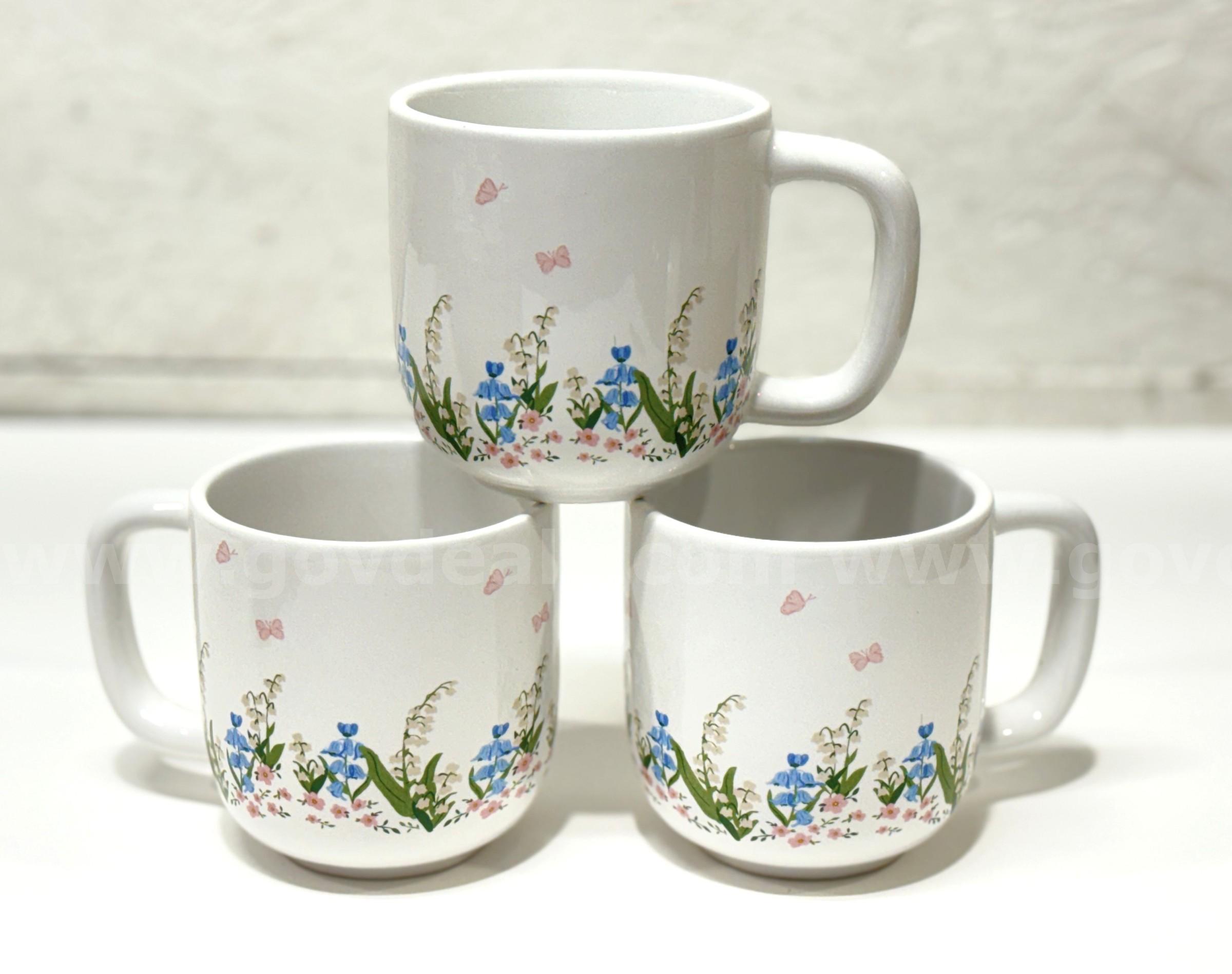 Brand New - 3 PCS - Ceramic Floral Coffee Mugs 12 oz - Shipping Available   Government Surplus Auction - Photo #6