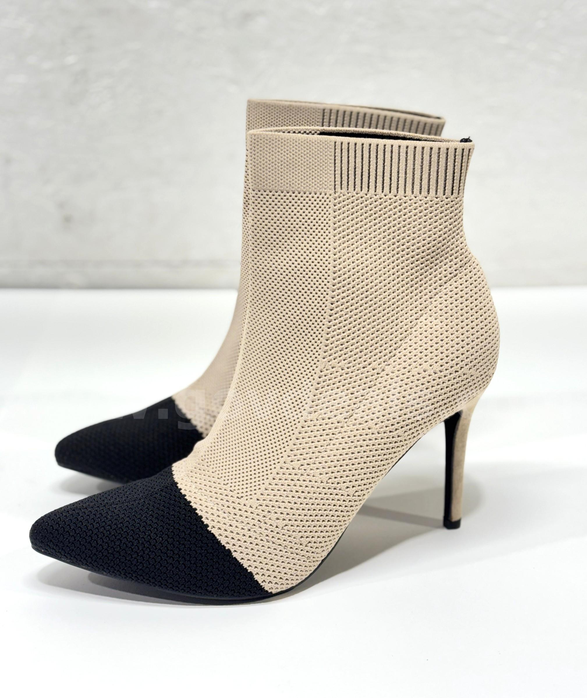Brand New - Pointed Toe Stiletto Ankle Boots, Nude/Black, Size 10 - Shipping Available   Government Surplus Auction - Photo #3