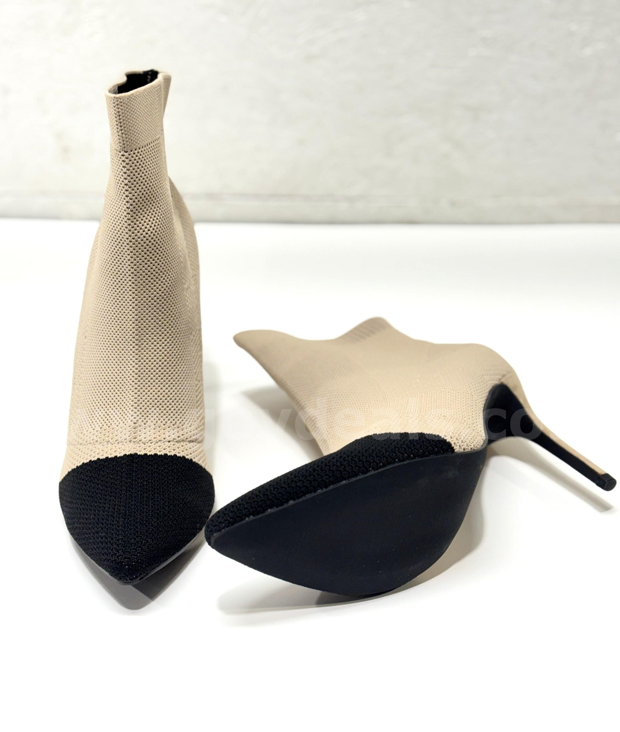Brand New - Pointed Toe Stiletto Ankle Boots, Nude/Black, Size 10 - Shipping Available   Government Surplus Auction - Photo #4