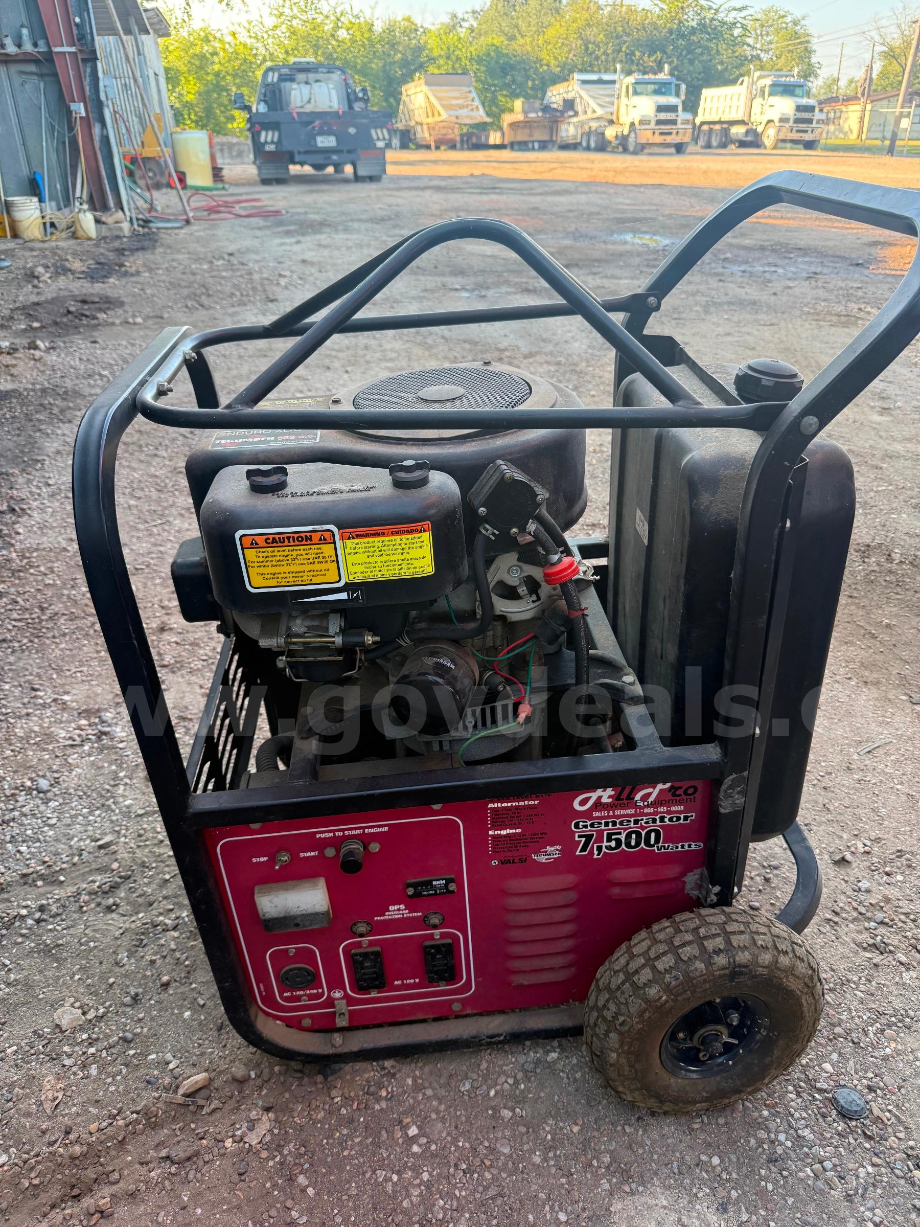 All Pro Power Equipment Generator 7500watts All Pro Power  Government Surplus Auction - Primary Photo