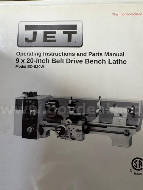 Belt Drive Bench Lathe Jet BD-920W Government Surplus Auction - Photo #6
