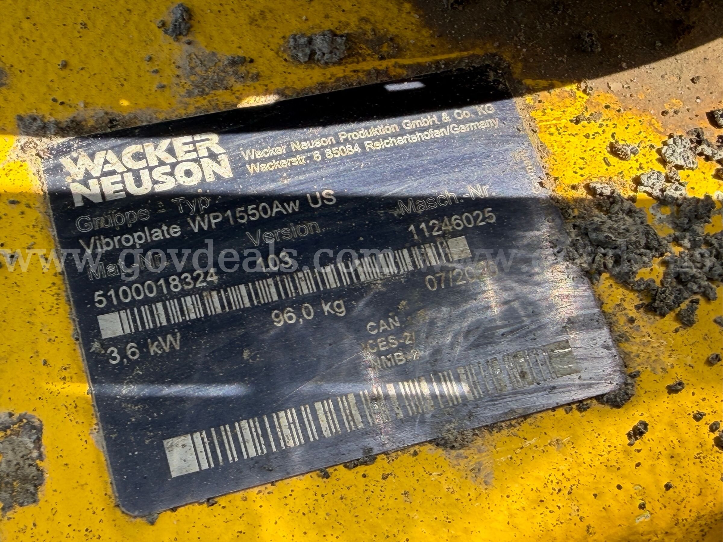 Wacker Neuson Vibroplate WP1550 Tamper Wacker Neuson WP1550 Government Surplus Auction - Photo #6