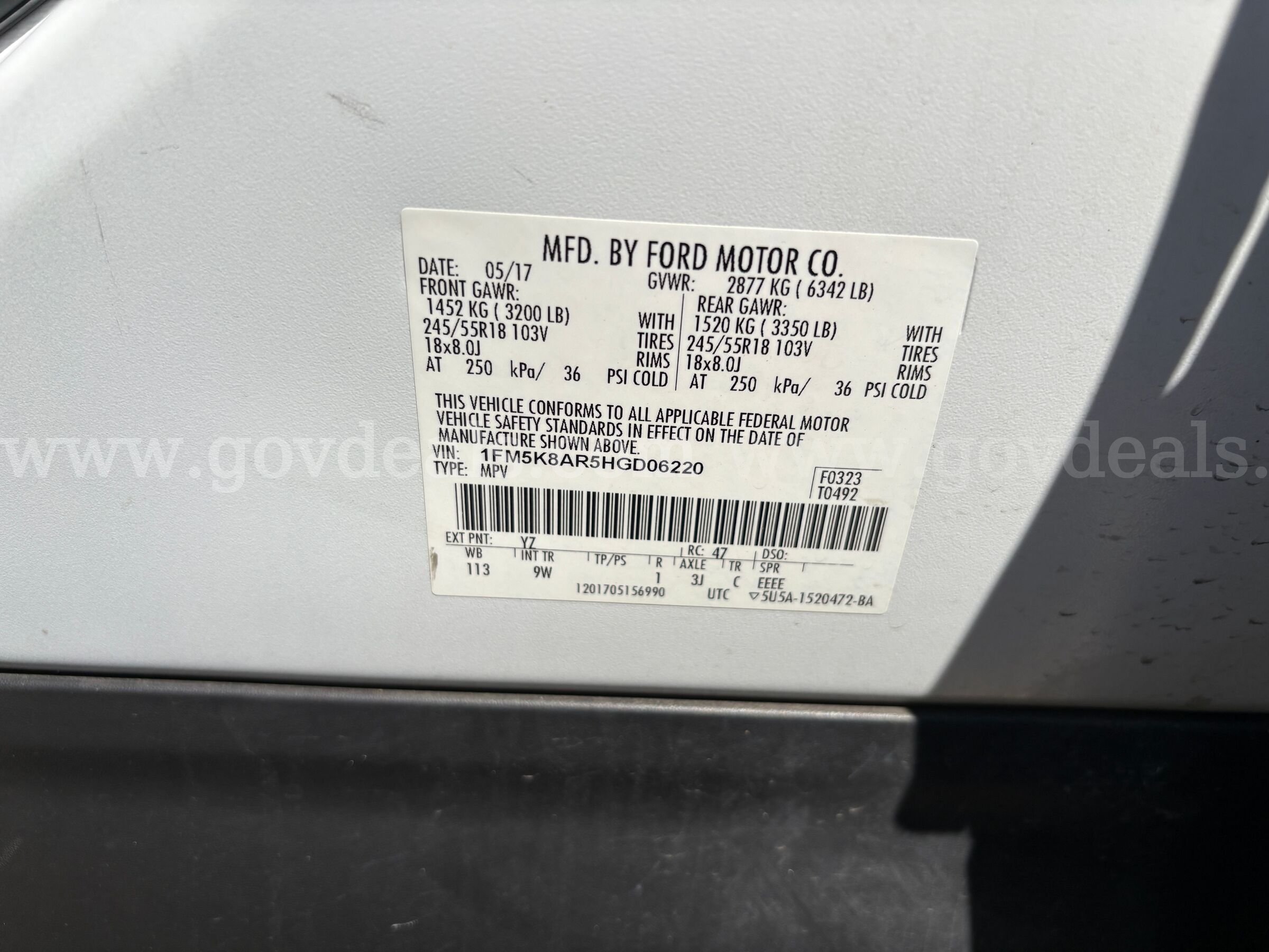2017 Ford Explorer Police 4WD Ford Explorer Government Surplus Auction - Photo #6