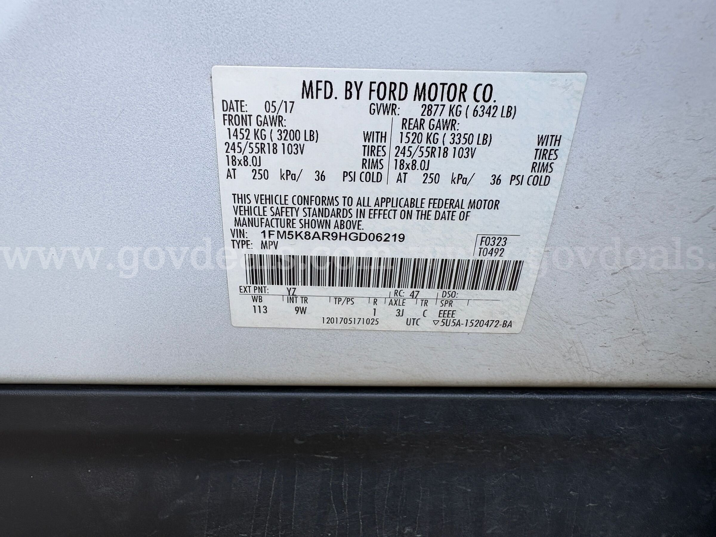 2017 Ford Explorer Police 4WD Ford Explorer Government Surplus Auction - Photo #6