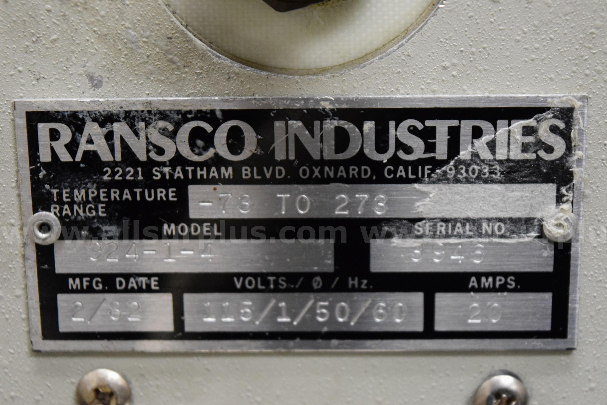 Ransco Industries 924-1-4 Laboratory Oven Ransco Industries 924 Government Surplus Auction - Photo #5