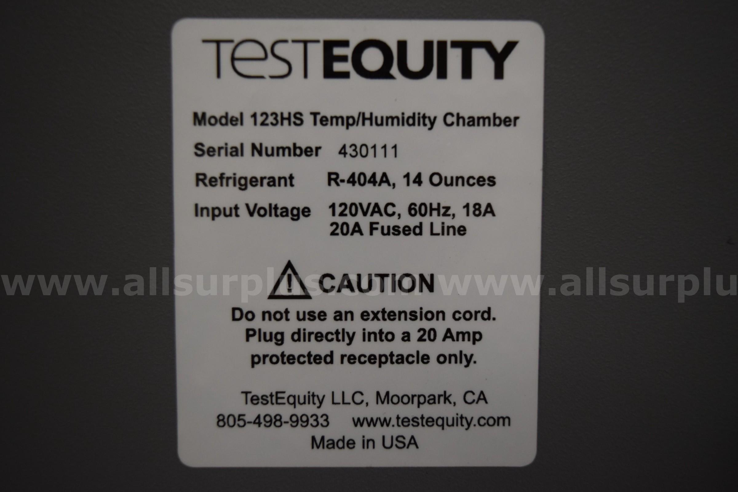 Test Equity 123HS Temperature/Humidity Chamber Test Equity 123HS Government Surplus Auction - Photo #5
