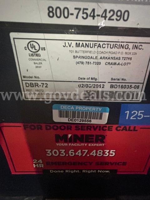 Cardboard Baler JV Baler DBR-72 Government Surplus Auction - Photo #3