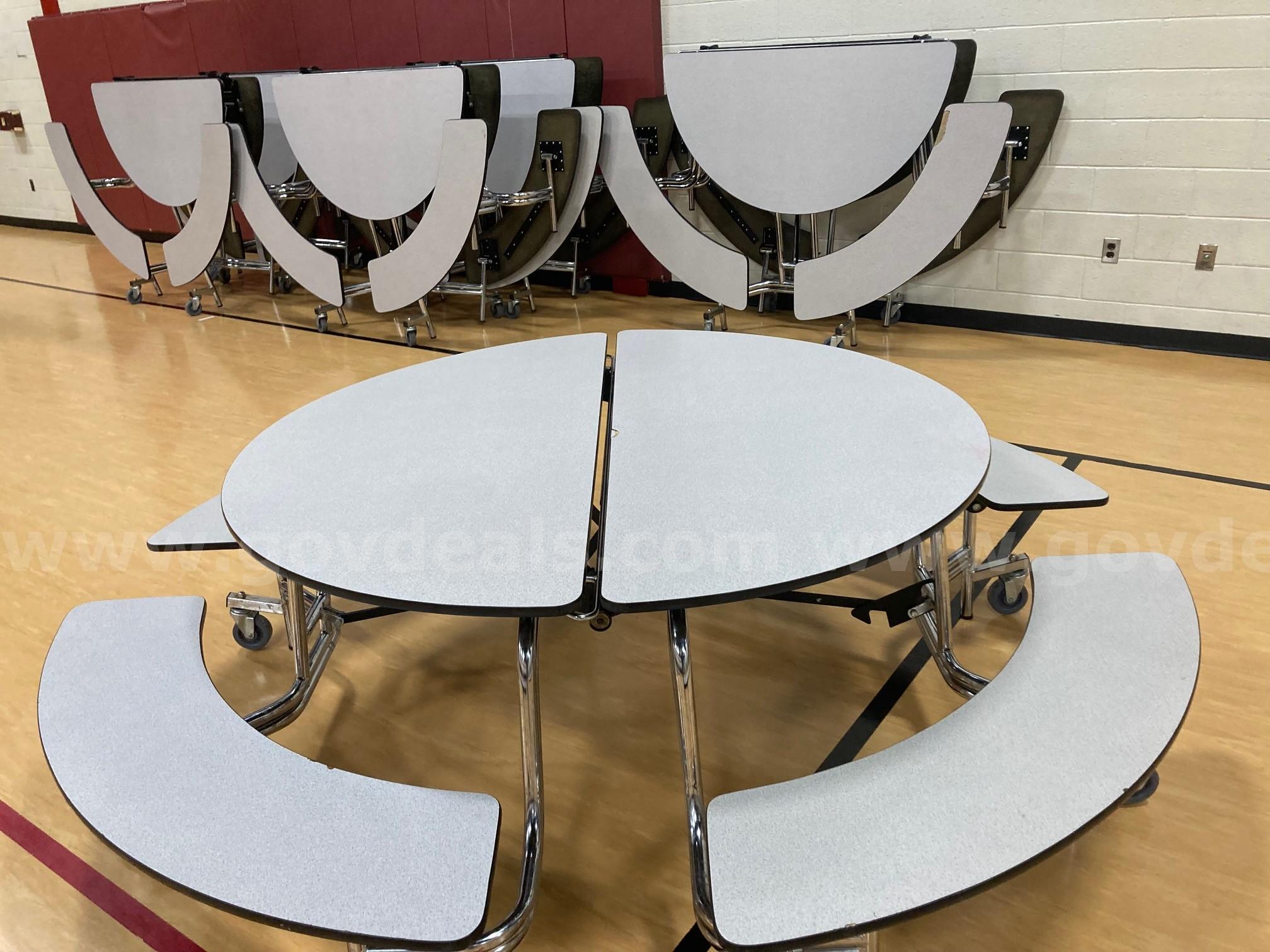 LOT of 10 Round Cafeteria Tables Midwest Folding Prod.  Government Surplus Auction - Photo #2