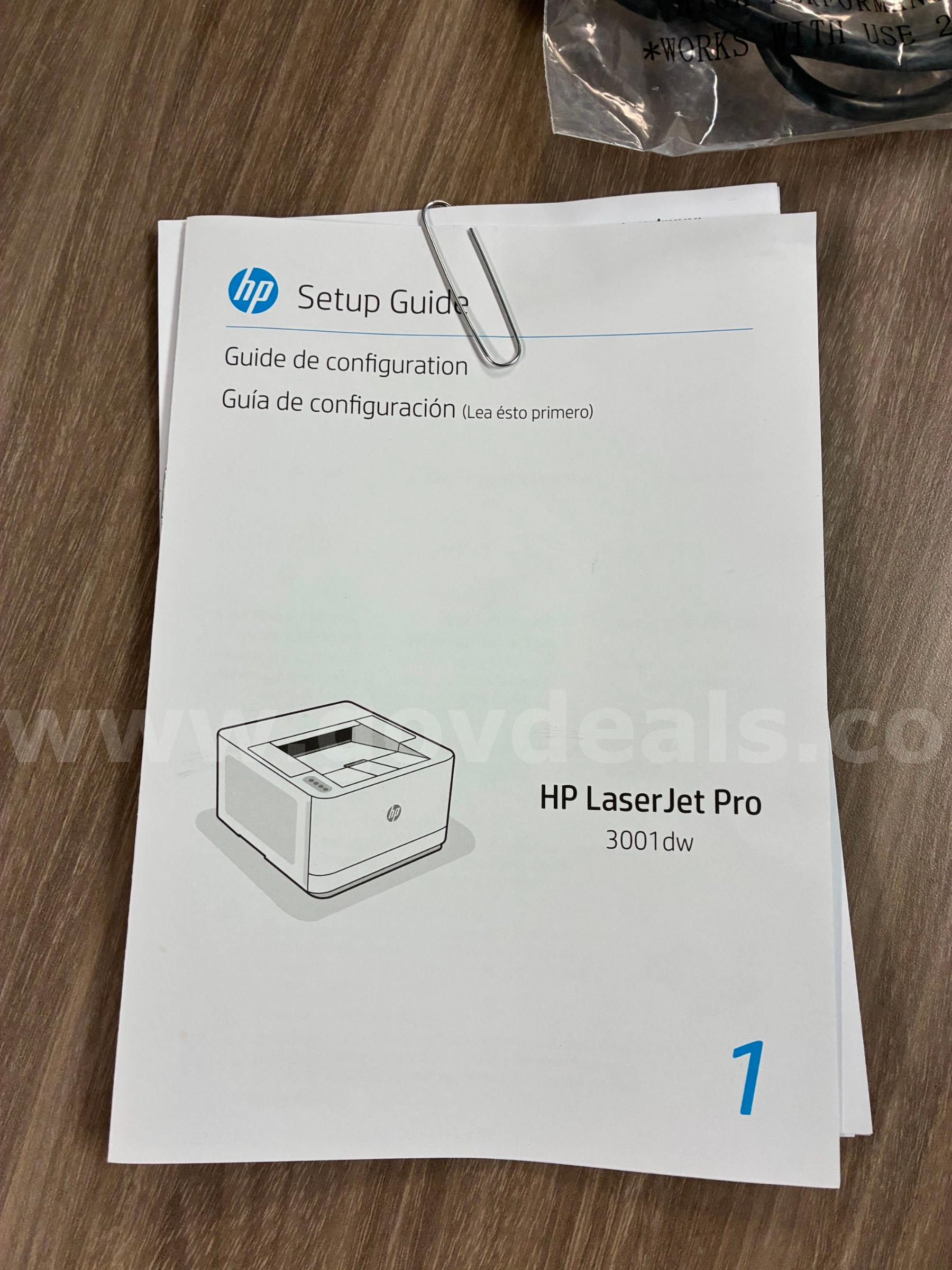 HP LaserJet Pro 3001dw Wireless Monochrome Laser Printer w/ Original Box  HP LaserJet Pro 3001dw Black & White Wireless HP 3001dw Government Surplus Auction - Photo #4