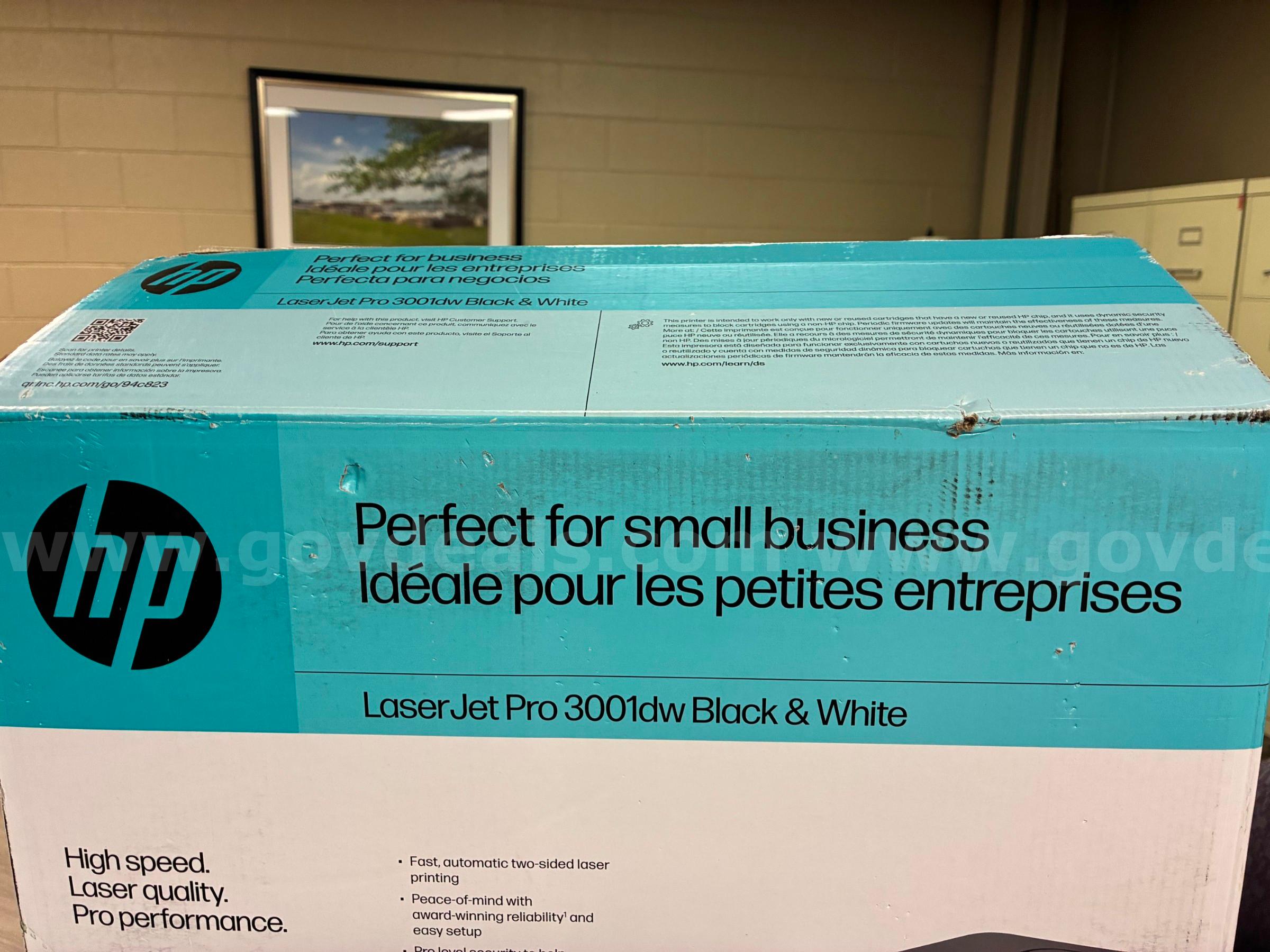 HP LaserJet Pro 3001dw Wireless Monochrome Laser Printer w/ Original Box  HP LaserJet Pro 3001dw Black & White Wireless HP 3001dw Government Surplus Auction - Photo #6